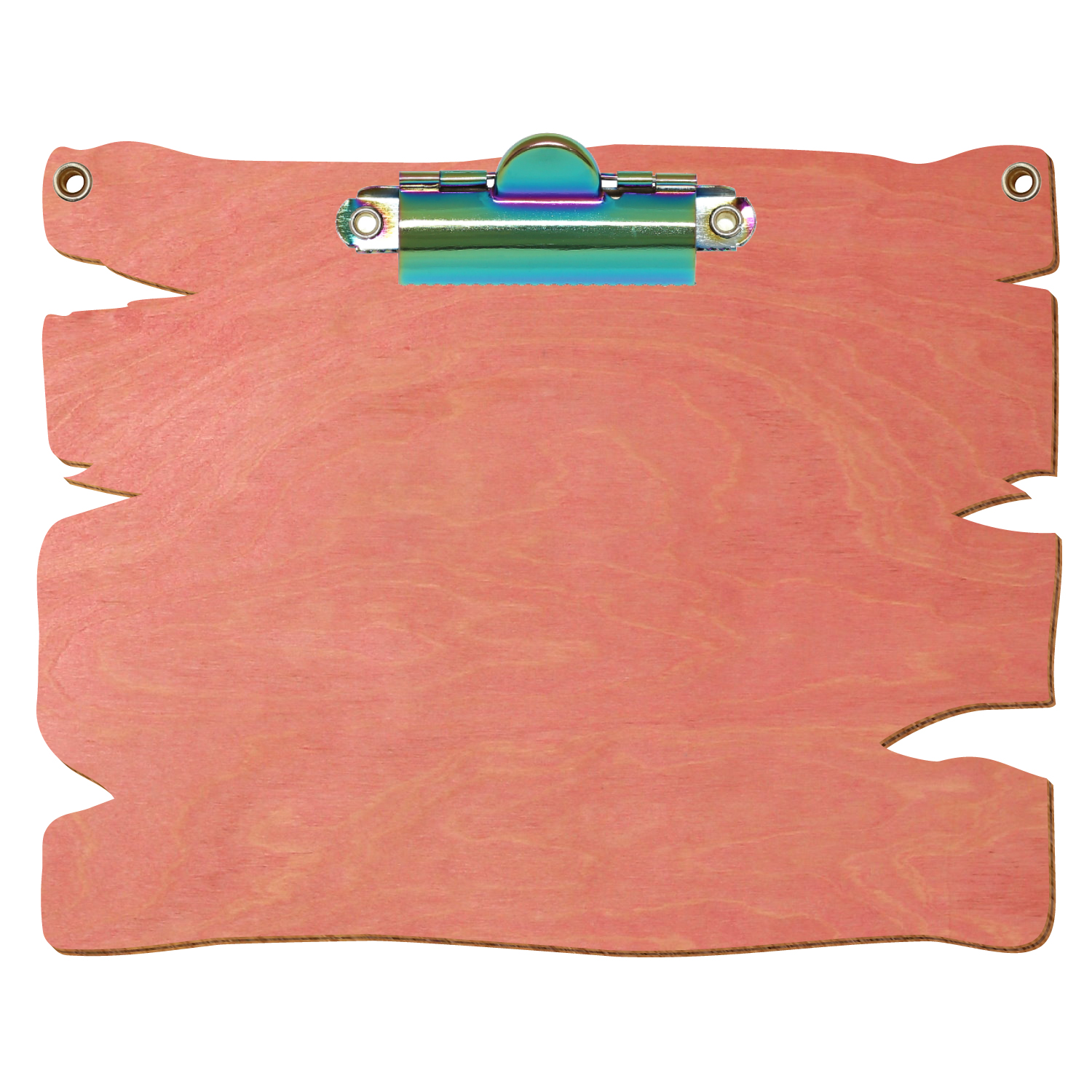 Klemmbrett Holzbrettform mit 2 Ösen Rosa A6 querkant Zahnklemme Regenbogen