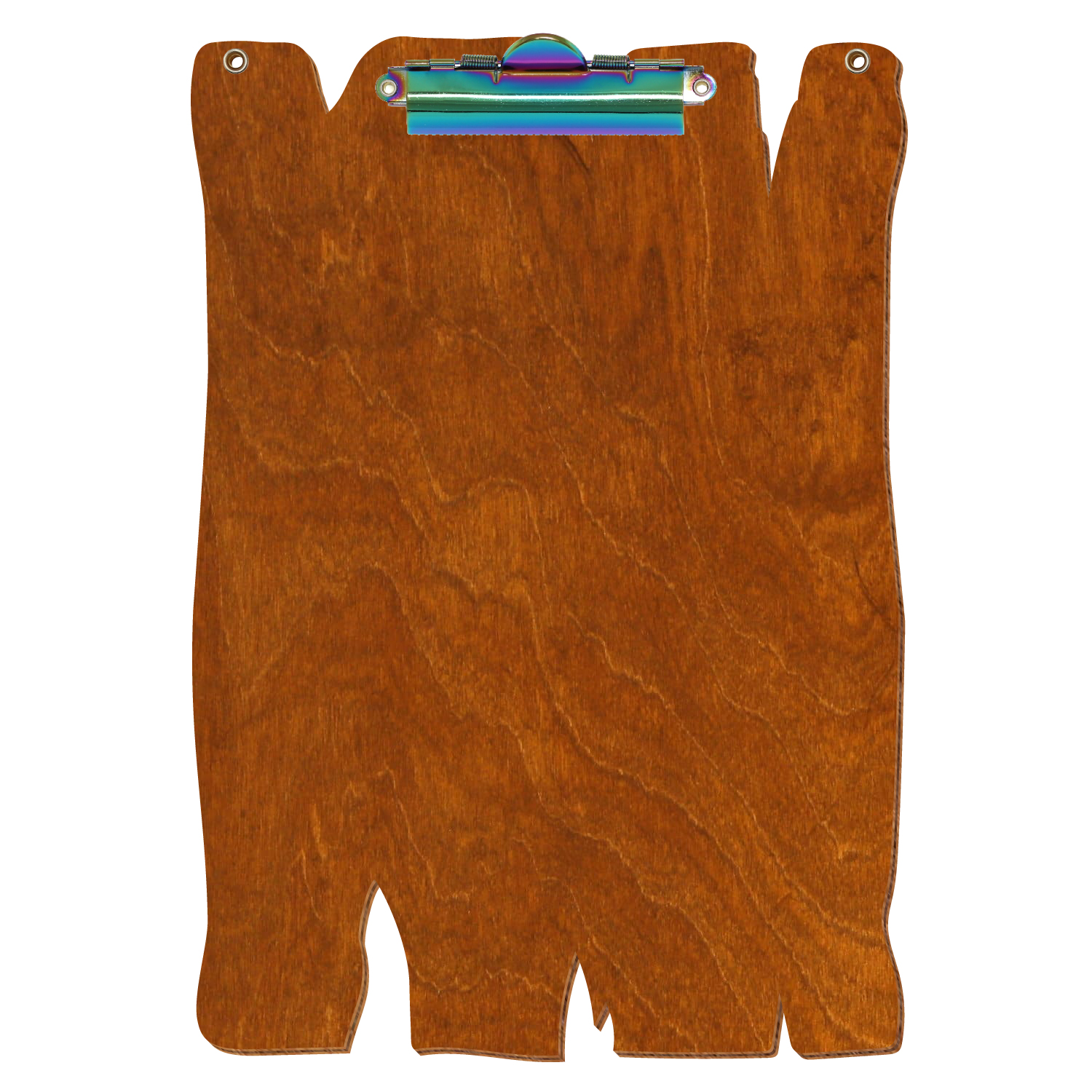 Klemmbrett Holzbrettform mit 2 Ösen Rum A4 hochkant Zahnklemme Regenbogen