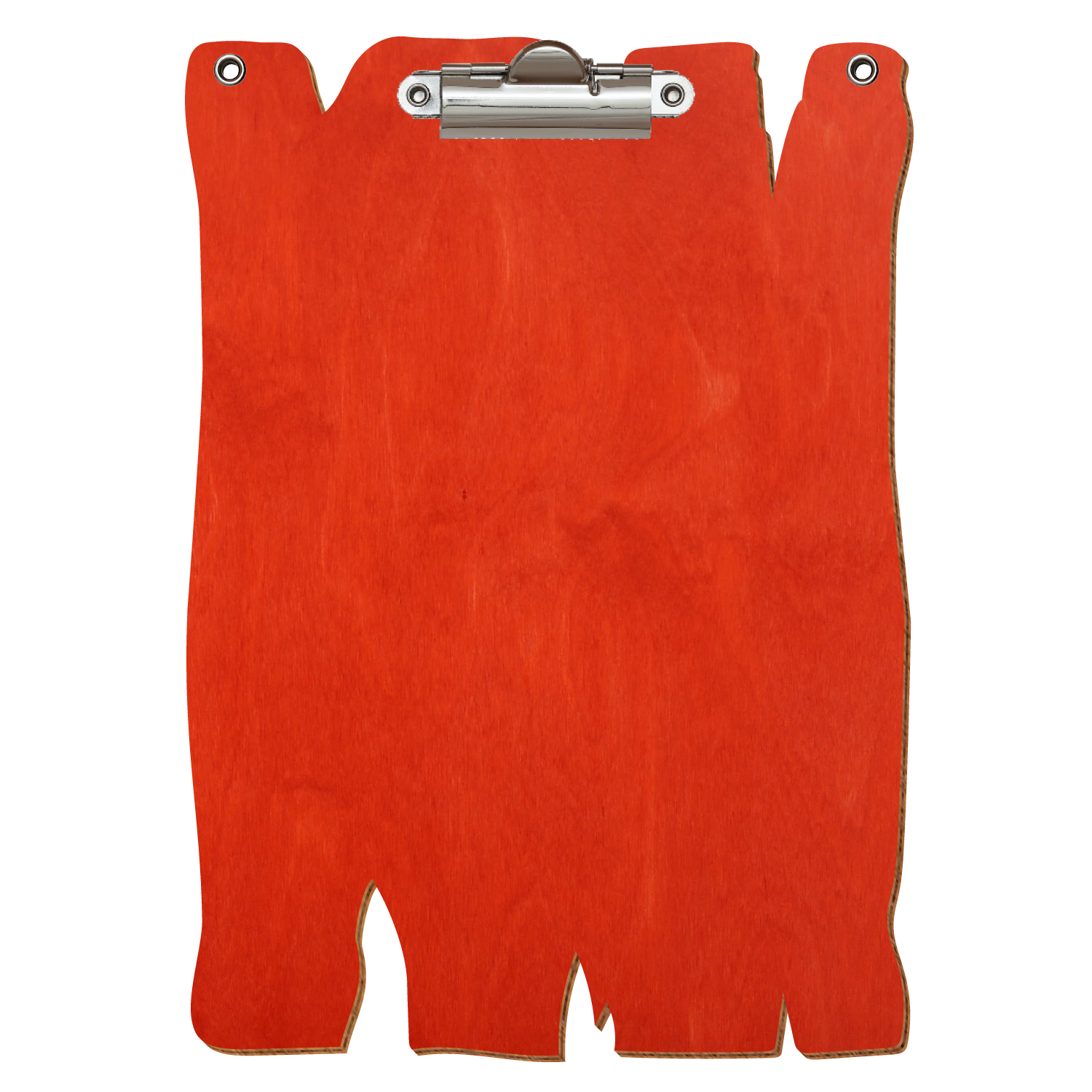 Klemmbrett Holzbrettform mit 2 Ösen Scharlachrot A5 hochkant Zahnklemme silber