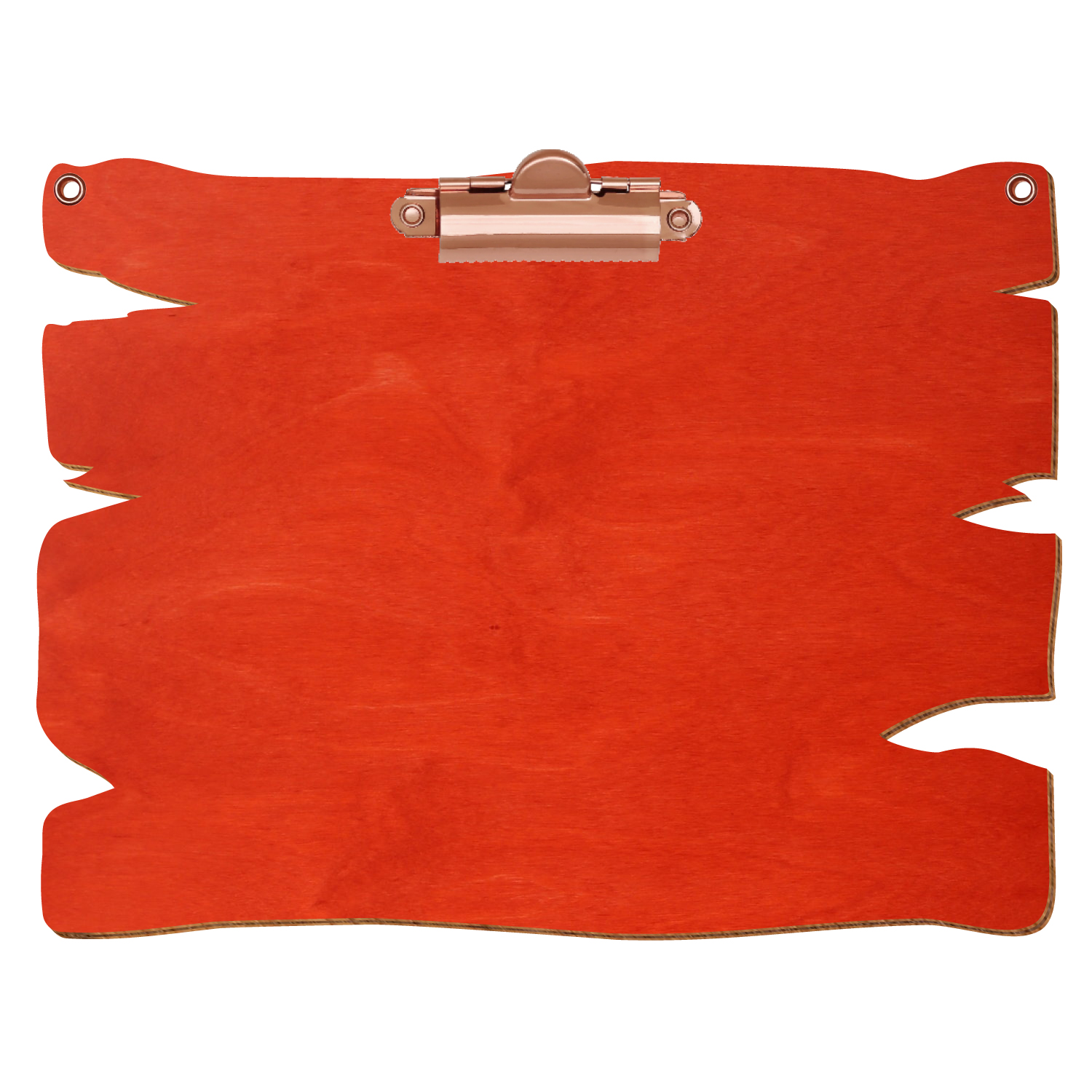 Klemmbrett Holzbrettform mit 2 Ösen Scharlachrot A5 querkant Zahnklemme roségold