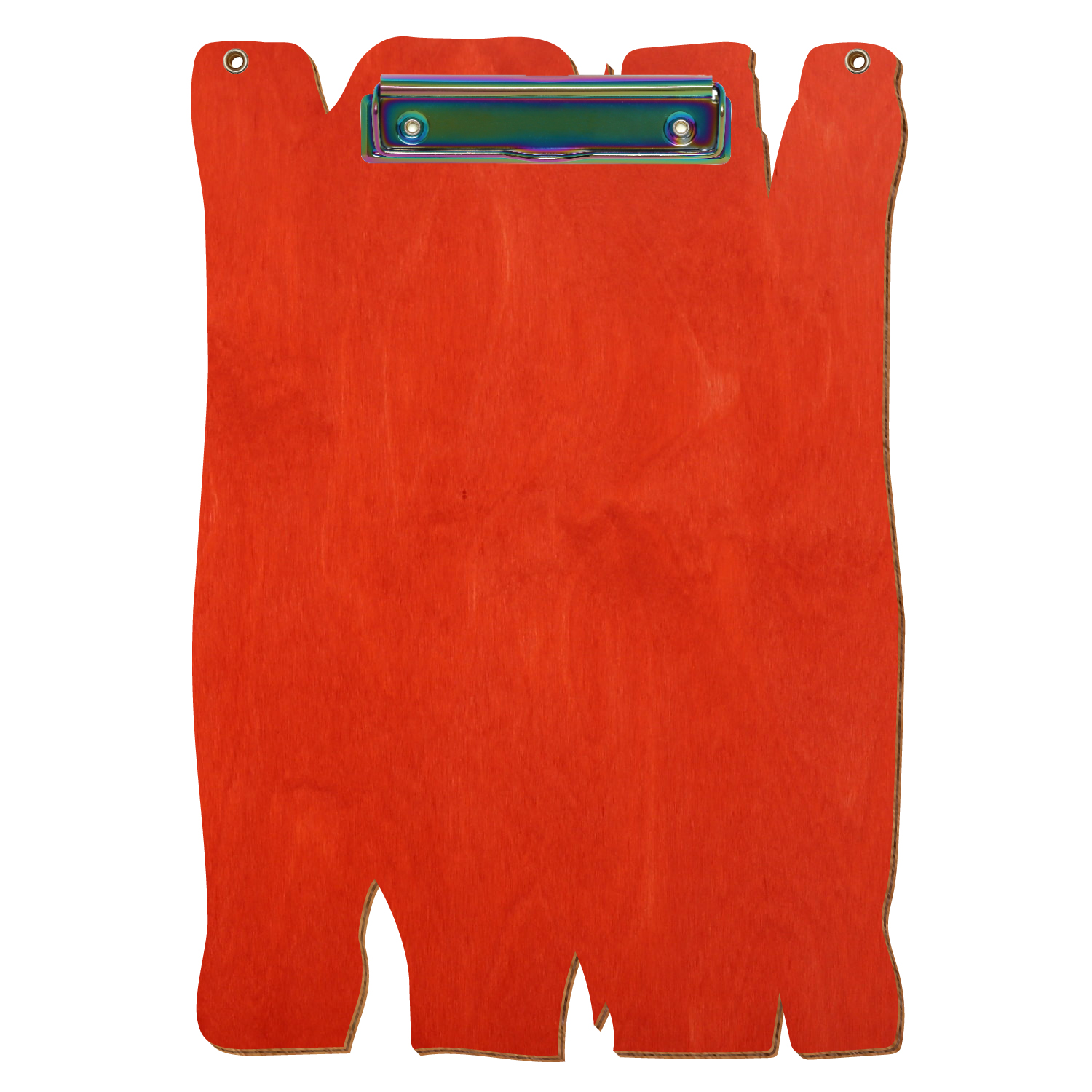 Klemmbrett Holzbrettform mit 2 Ösen Scharlachrot A4 hochkant Bügelklemme Regenbogen