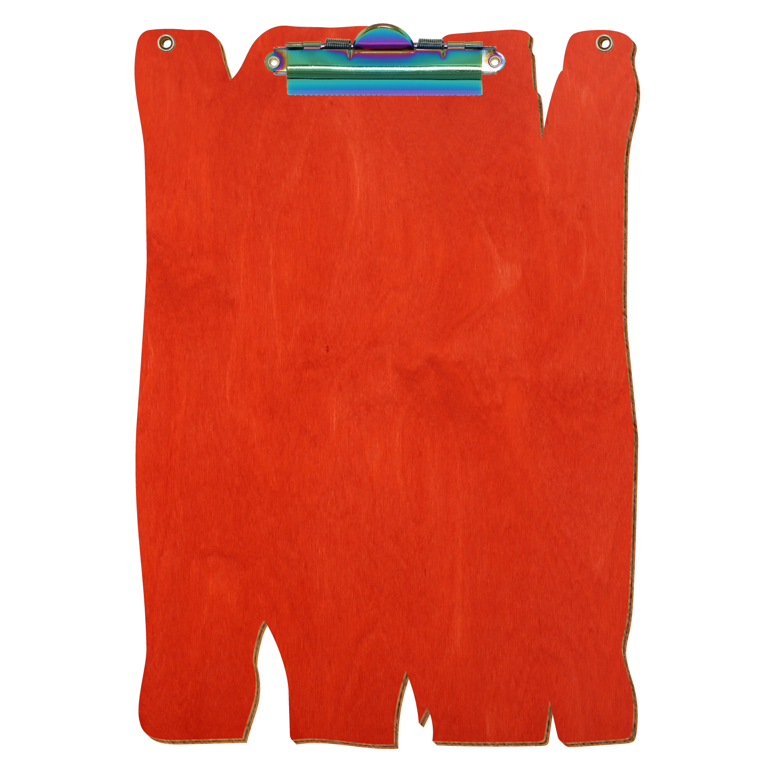 Klemmbrett Holzbrettform mit 2 Ösen Scharlachrot A4 hochkant Zahnklemme Regenbogen