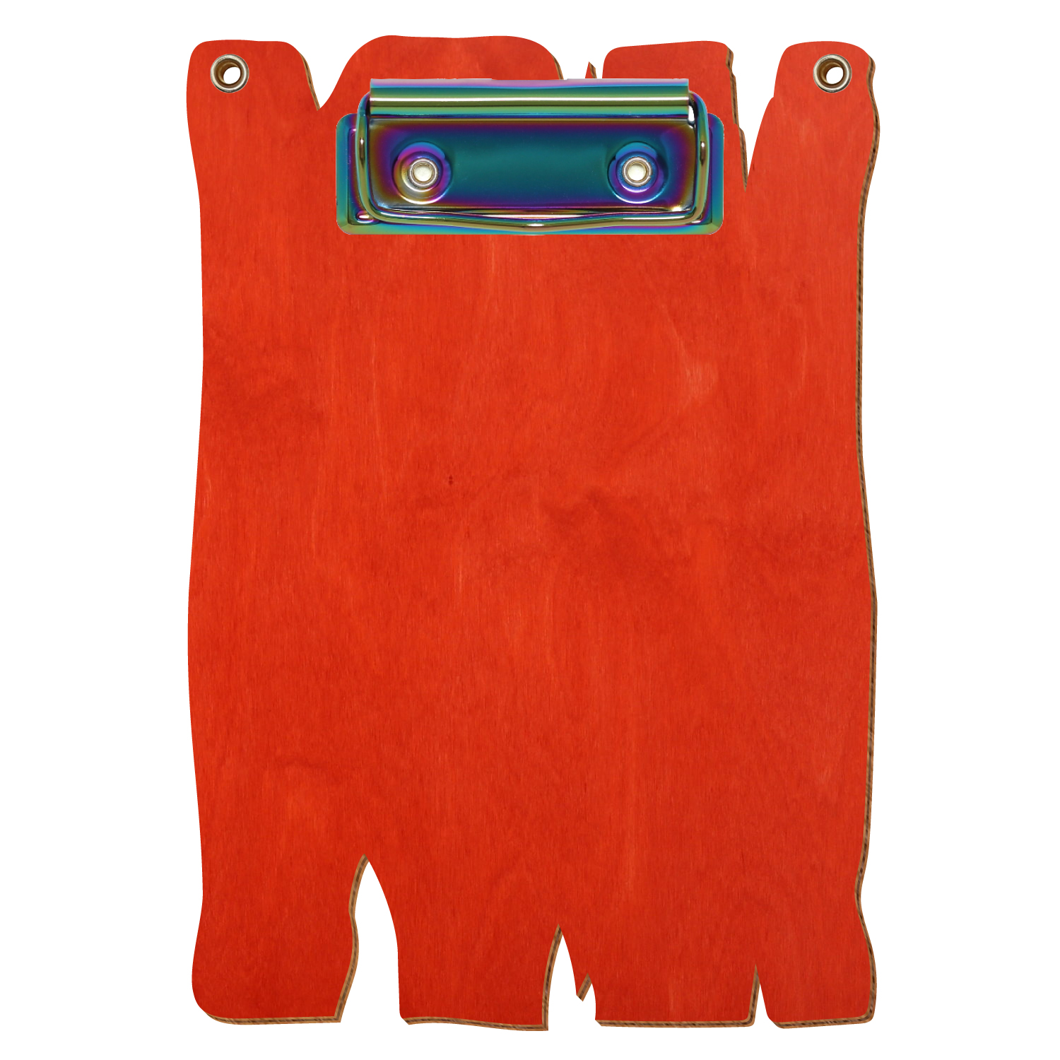 Klemmbrett Holzbrettform mit 2 Ösen Scharlachrot A6 hochkant Bügelklemme Regenbogen