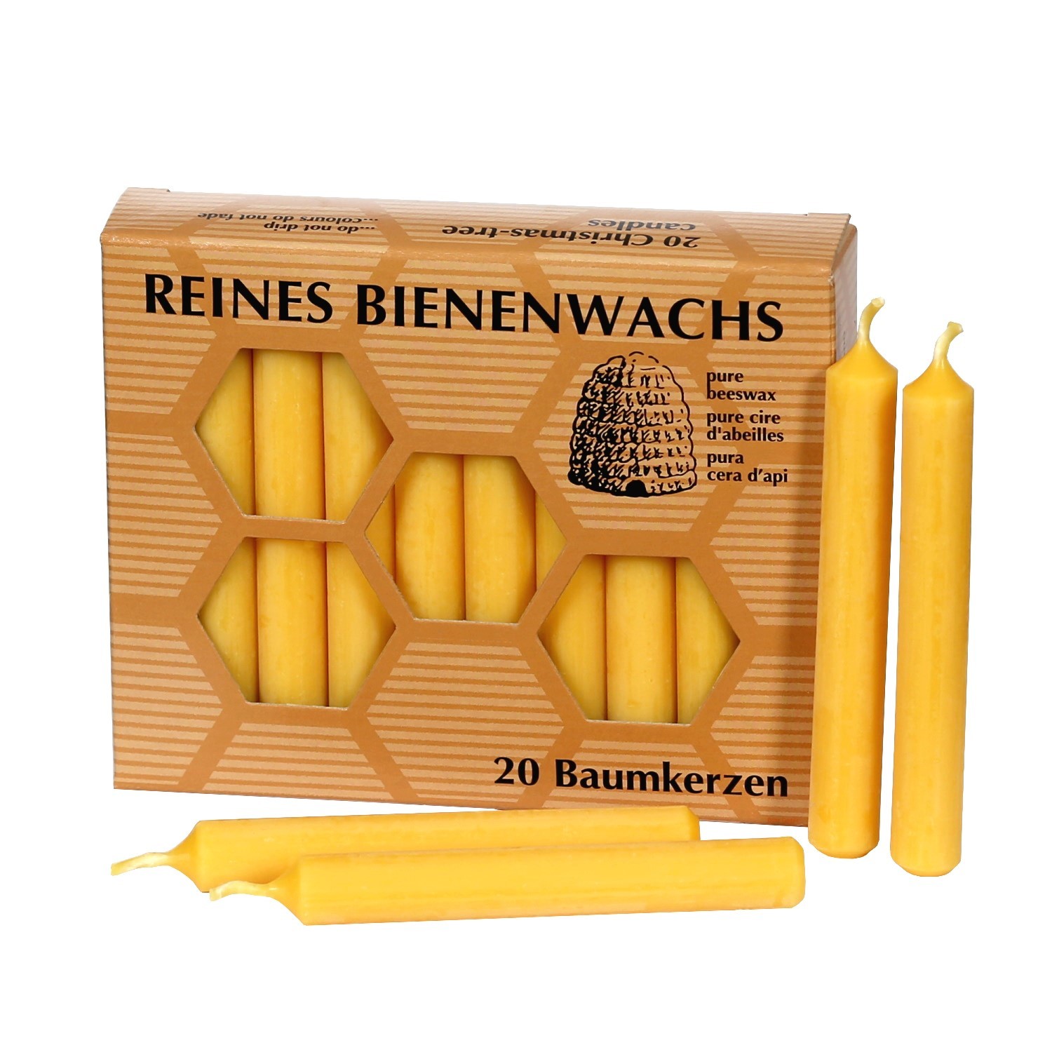 20 Bienenwachs Baumkerzen 100mm x Ø 13mm