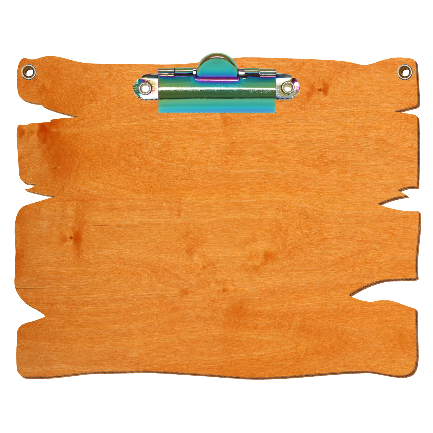 Klemmbrett Holzbrettform mit 2 Ösen Toscana A6 querkant Zahnklemme Regenbogen