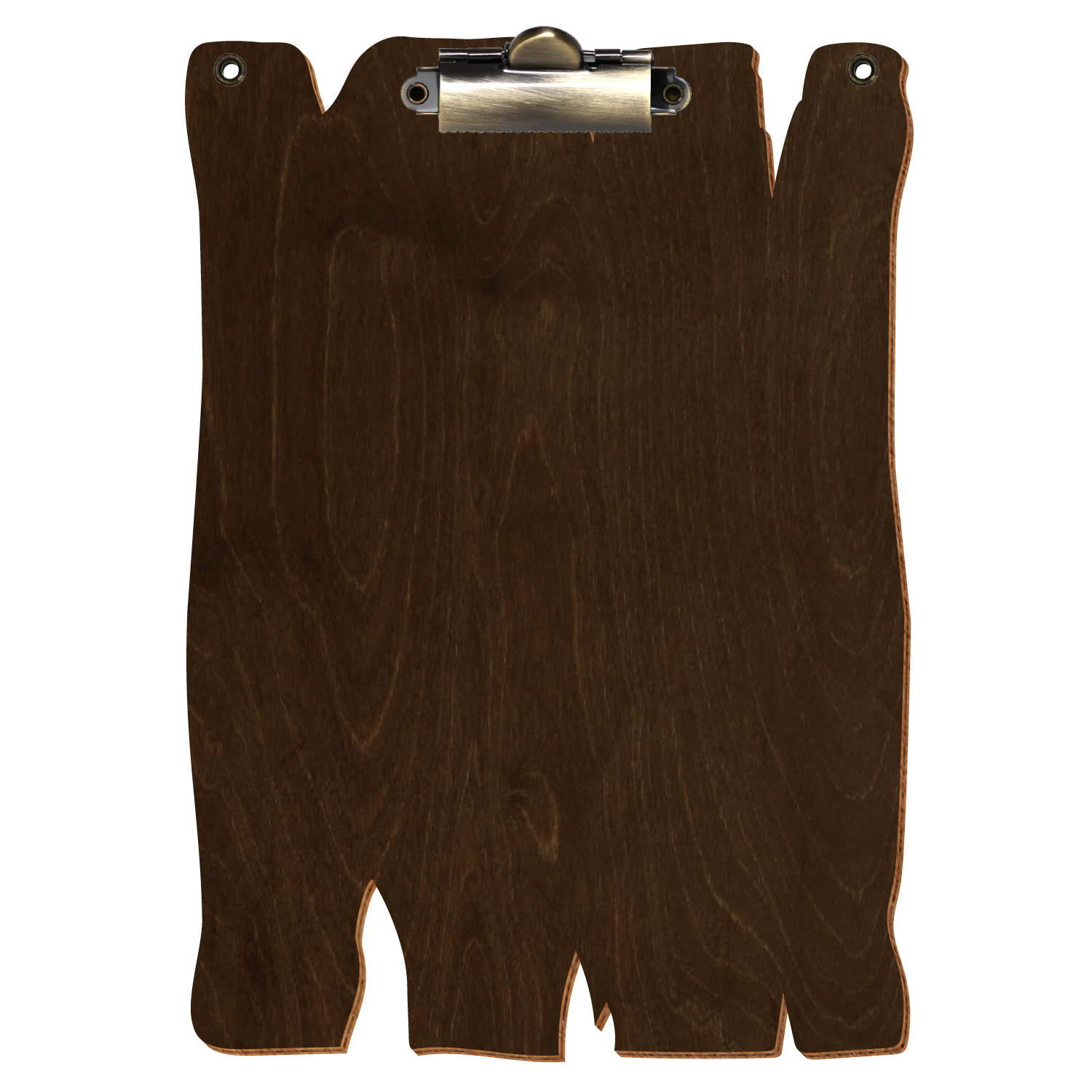 Klemmbrett Holzbrettform mit 2 Ösen Walnuss A5 hochkant Zahnklemme antik