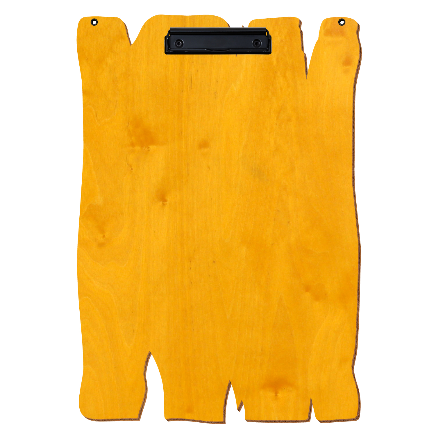 Klemmbrett Holzbrettform mit 2 Ösen Zitronengelb A3 hochkant Bügelklemme schwarz