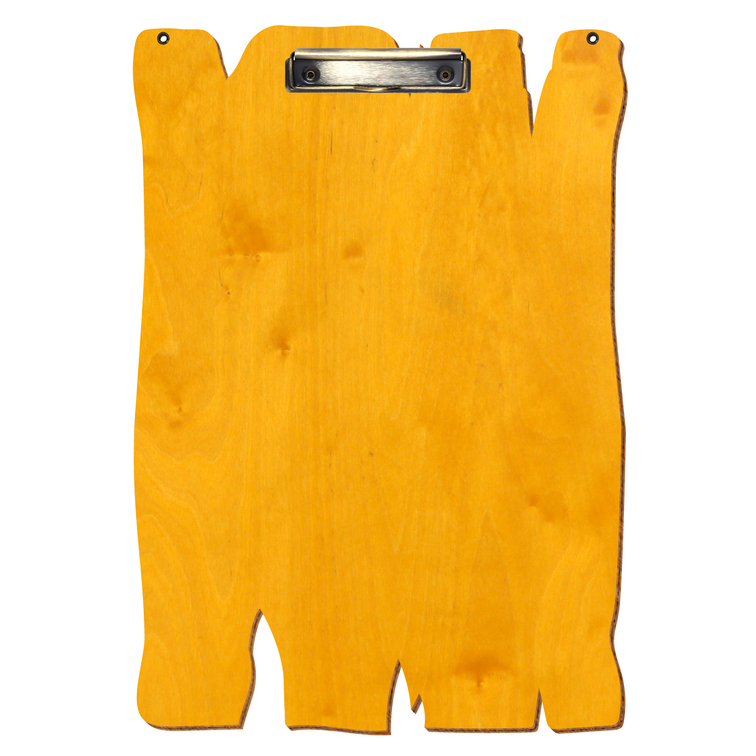 Klemmbrett Holzbrettform mit 2 Ösen Zitronengelb A3 hochkant Bügelklemme antik