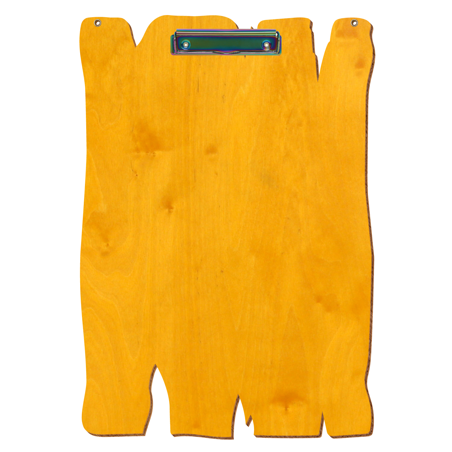 Klemmbrett Holzbrettform mit 2 Ösen Zitronengelb A3 hochkant Bügelklemme Regenbogen