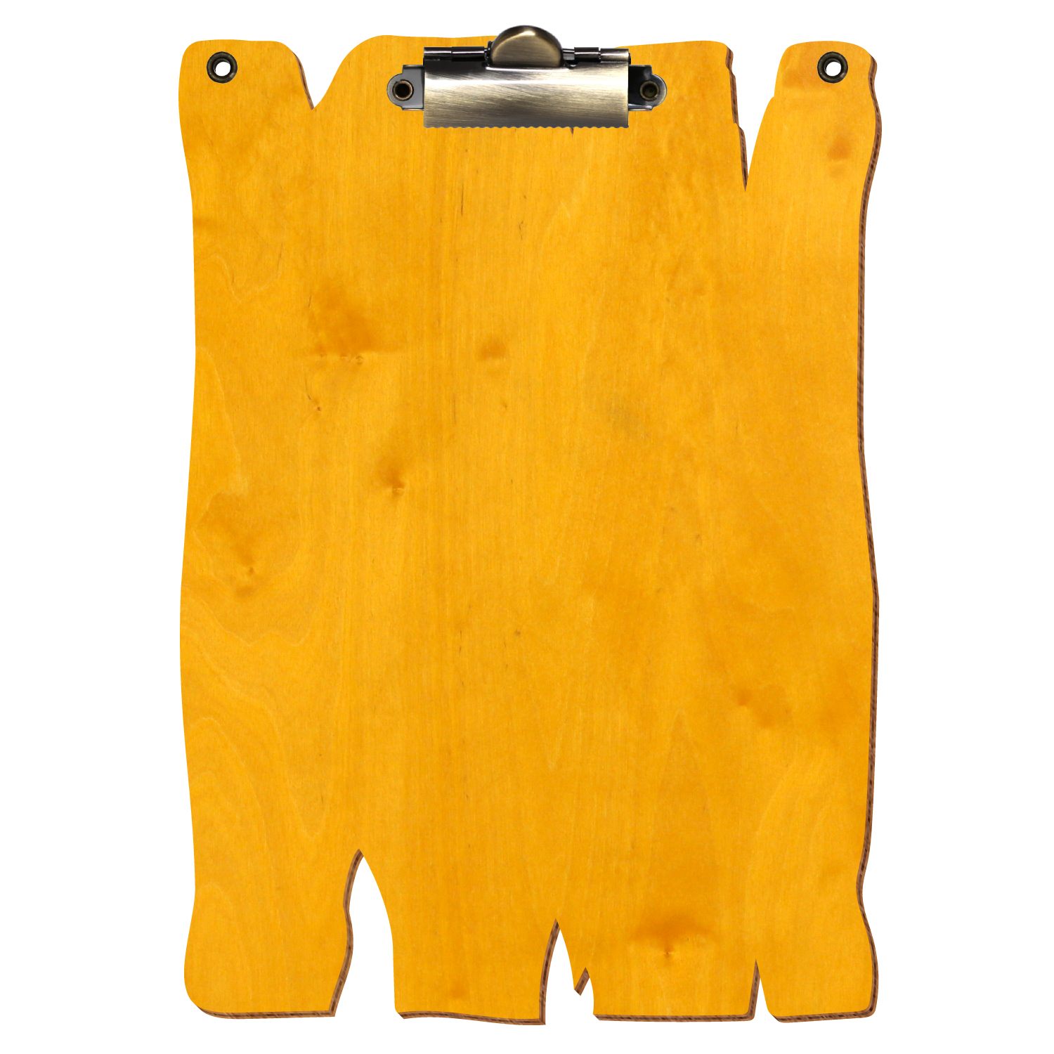 Klemmbrett Holzbrettform mit 2 Ösen Zitronengelb A5 hochkant Zahnklemme antik