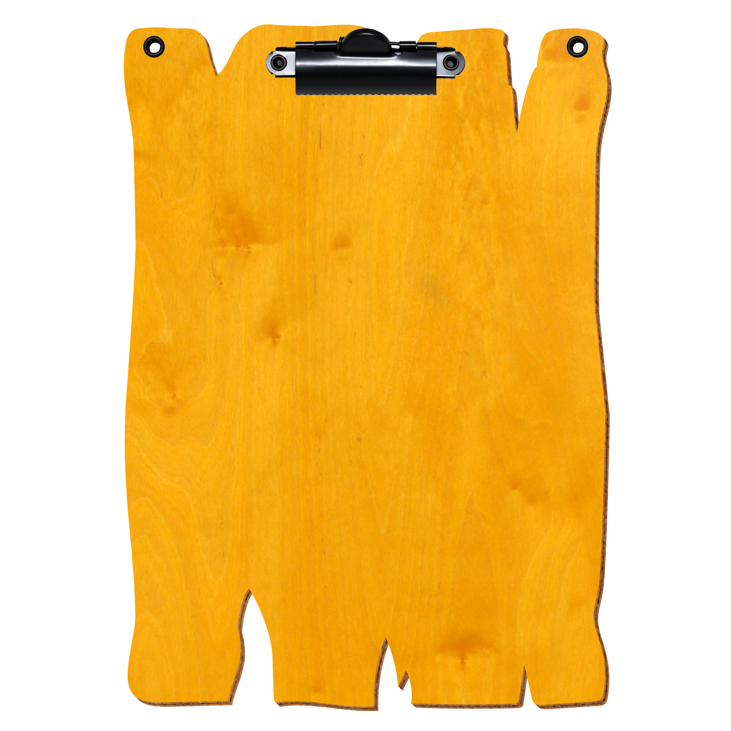 Klemmbrett Holzbrettform mit 2 Ösen Zitronengelb A5 hochkant Zahnklemme schwarz