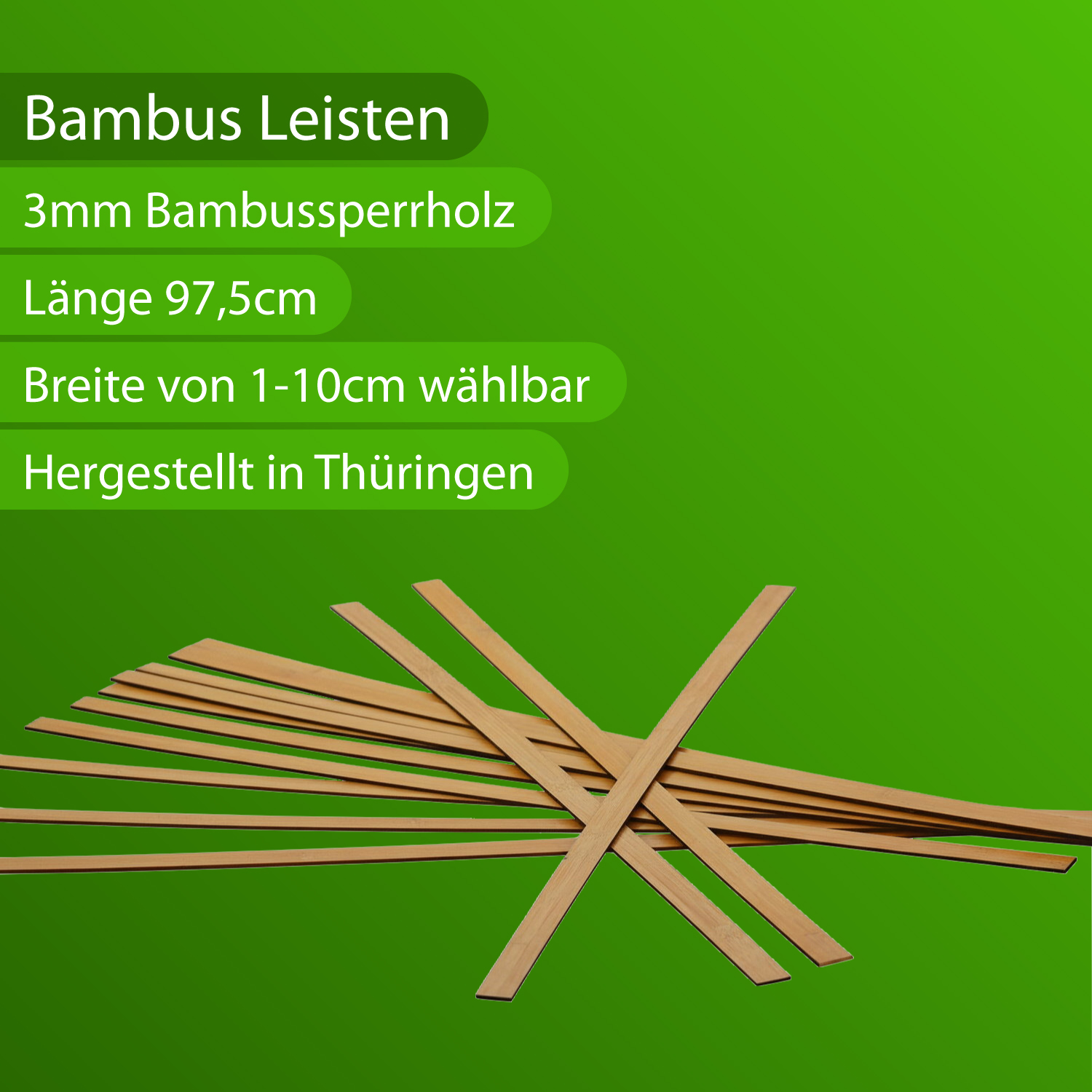 Bambusleisten mit Produktinfos
