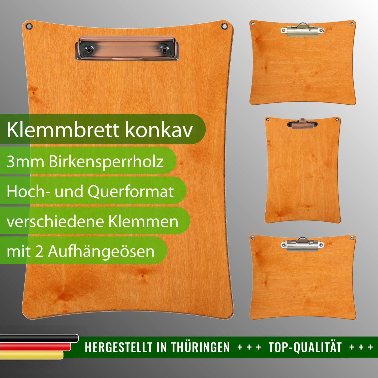 Klemmbrett konkav Toskana mit 2 Ösen mit Produktinfos