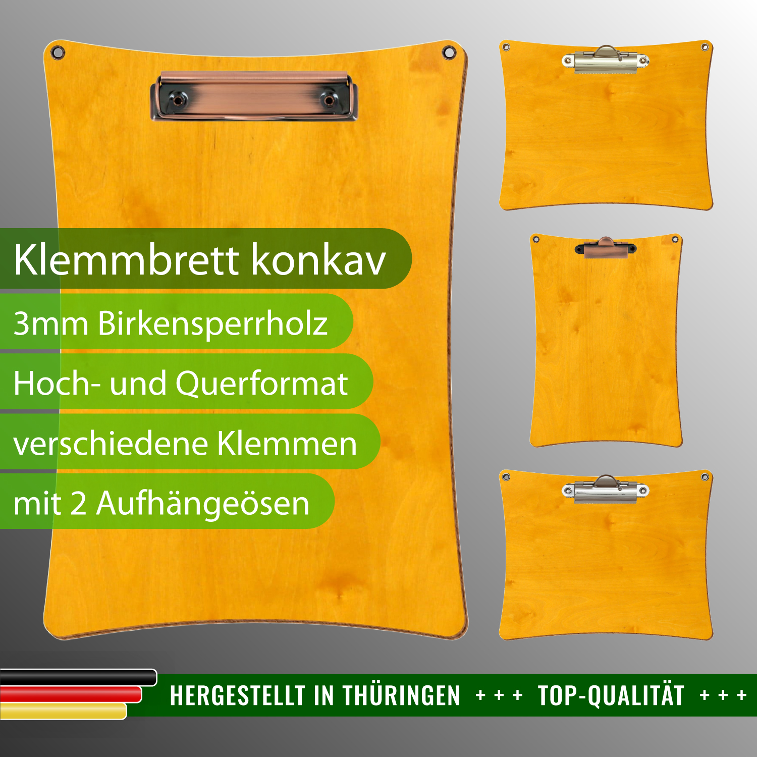 Klemmbrett konkav Zitronengelb mit 2 Ösen mit Produktinfos