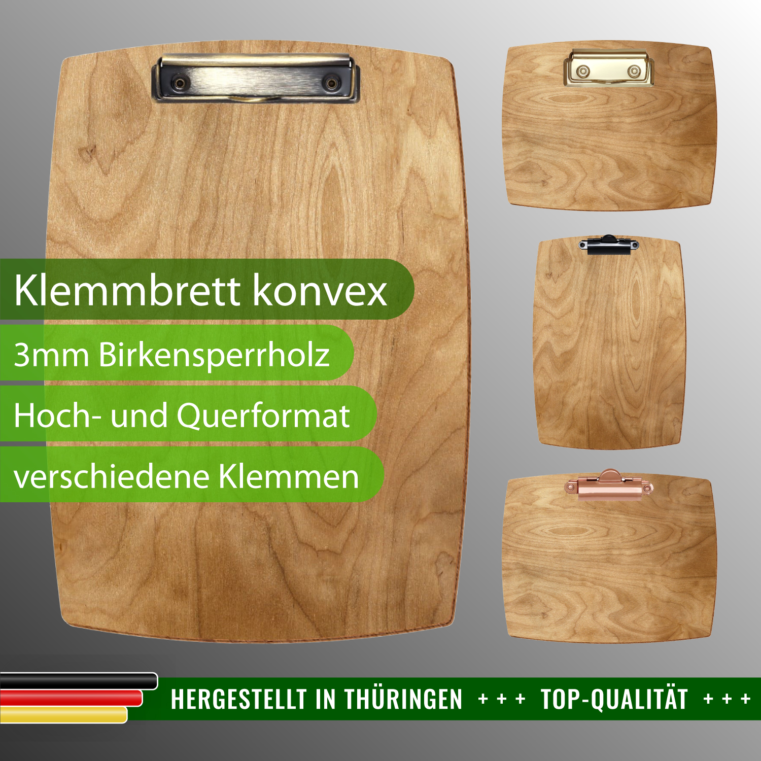Klemmbrett konvex Birke rustikal mit Produktinfos