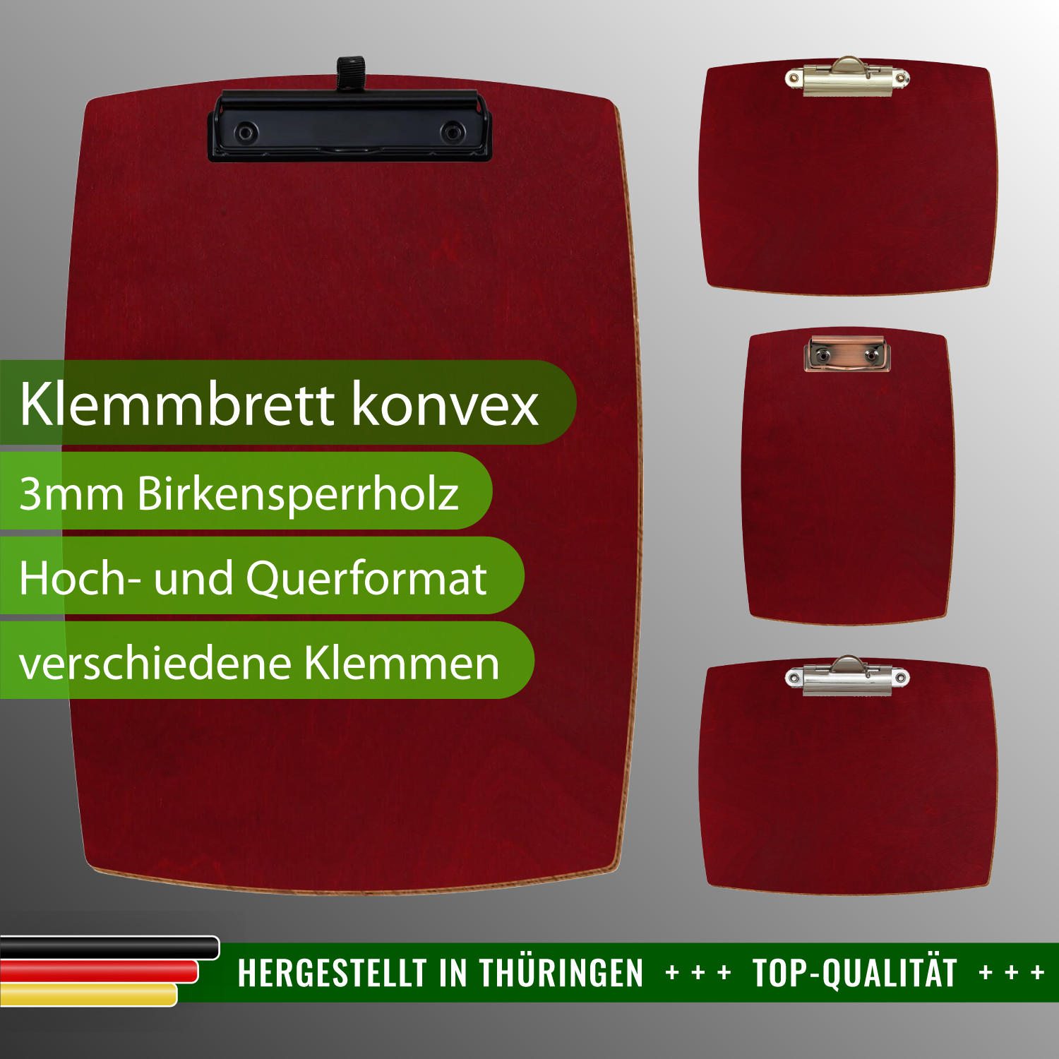 Klemmbrett konvex dunkelrot