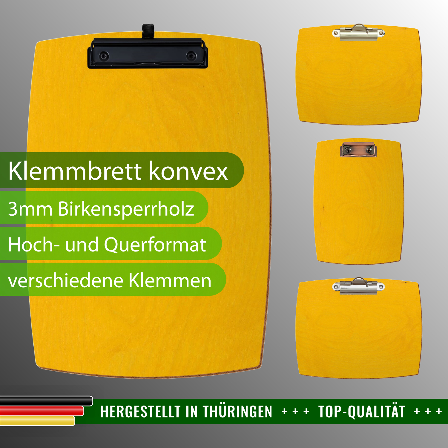 Klemmbrett konvex Gelb mit Produktinfos