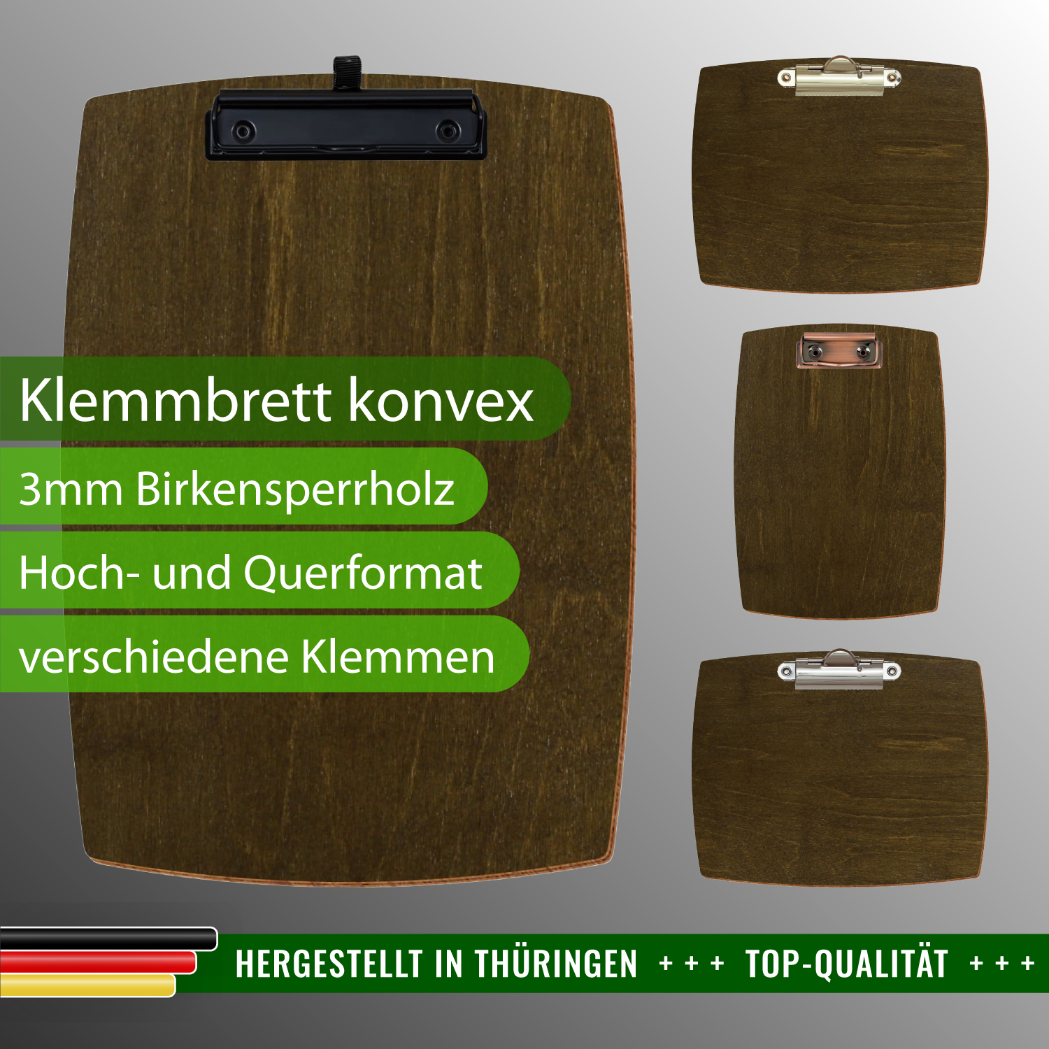 Klemmbrett konvex Haselnuss mit Produktinfos