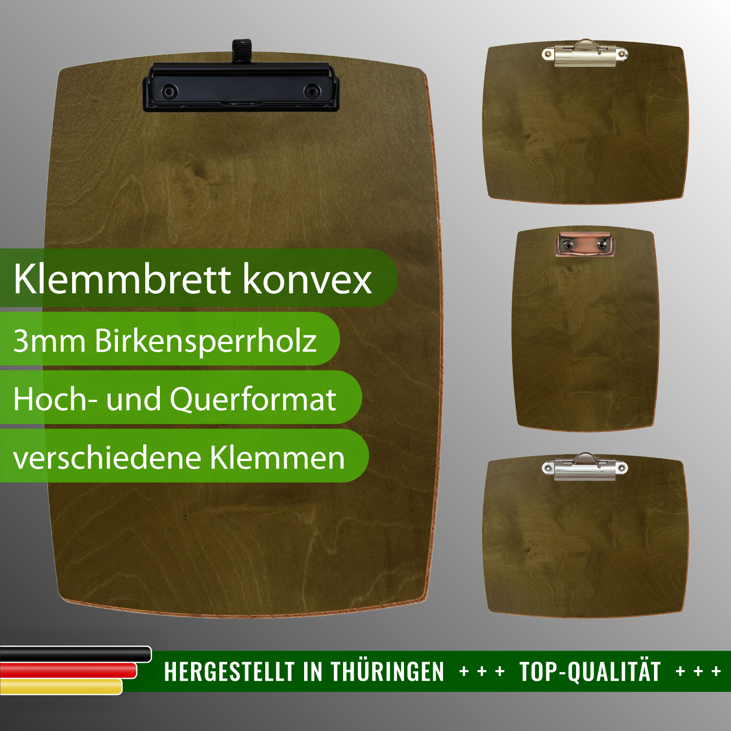 Klemmbrett konvex Nussbaum hell mit Produktinfos
