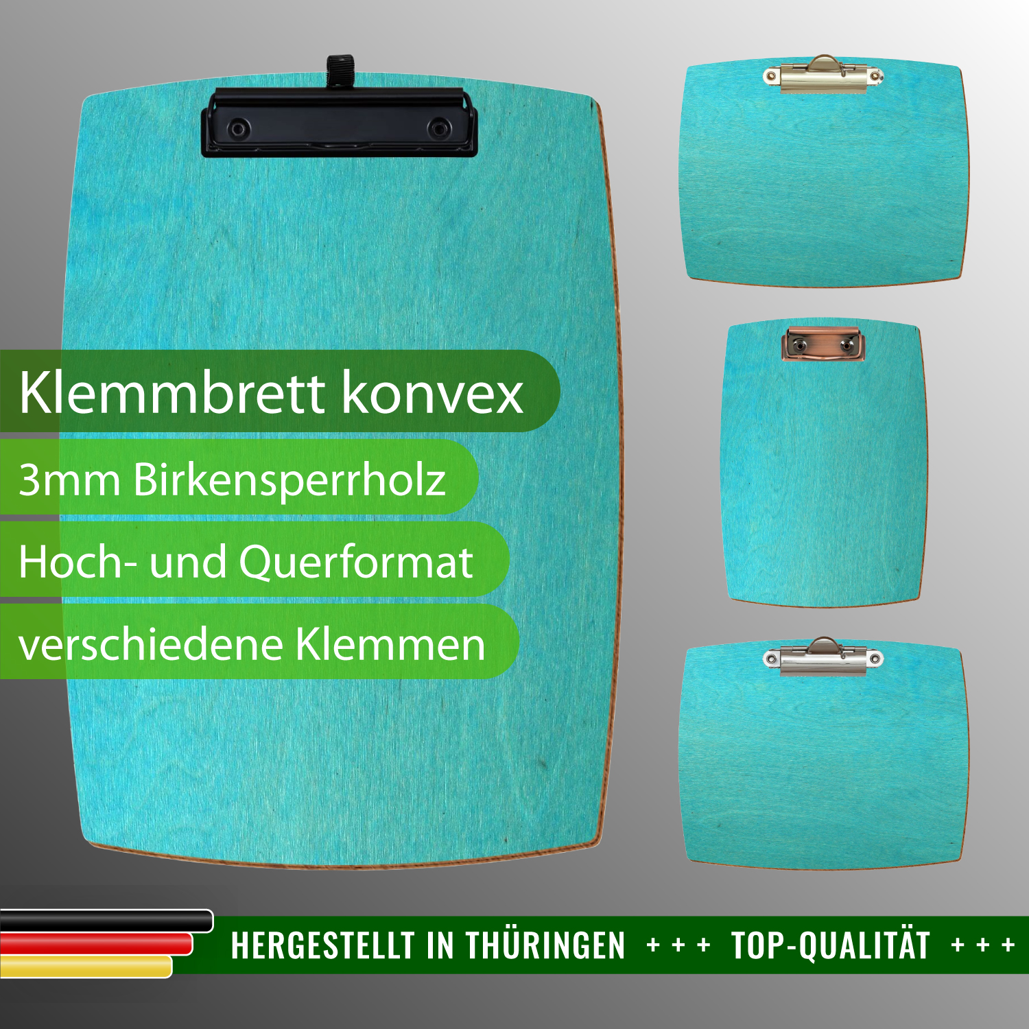 Klemmbrett konvex Türkis mit Produktinfos