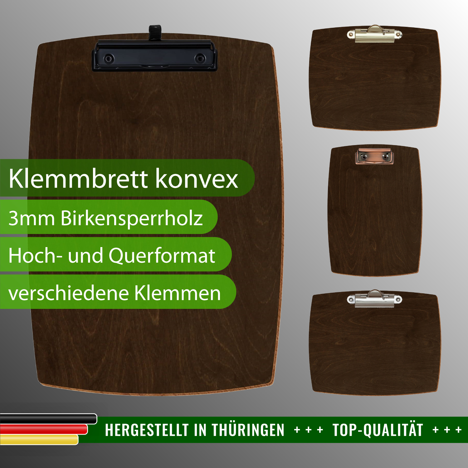 Klemmbrett konvex Walnuss