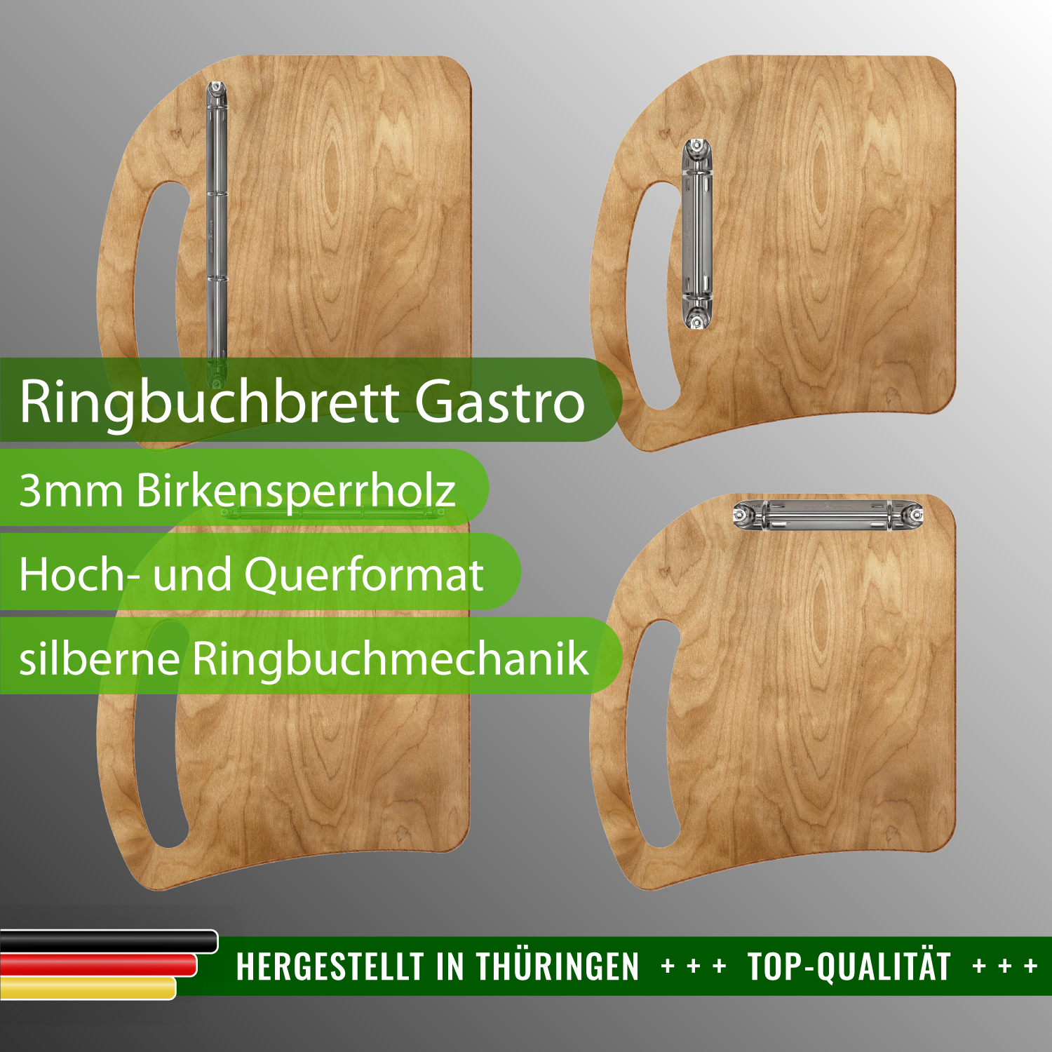 Ringbuchbrett Gastro Birke rustikal