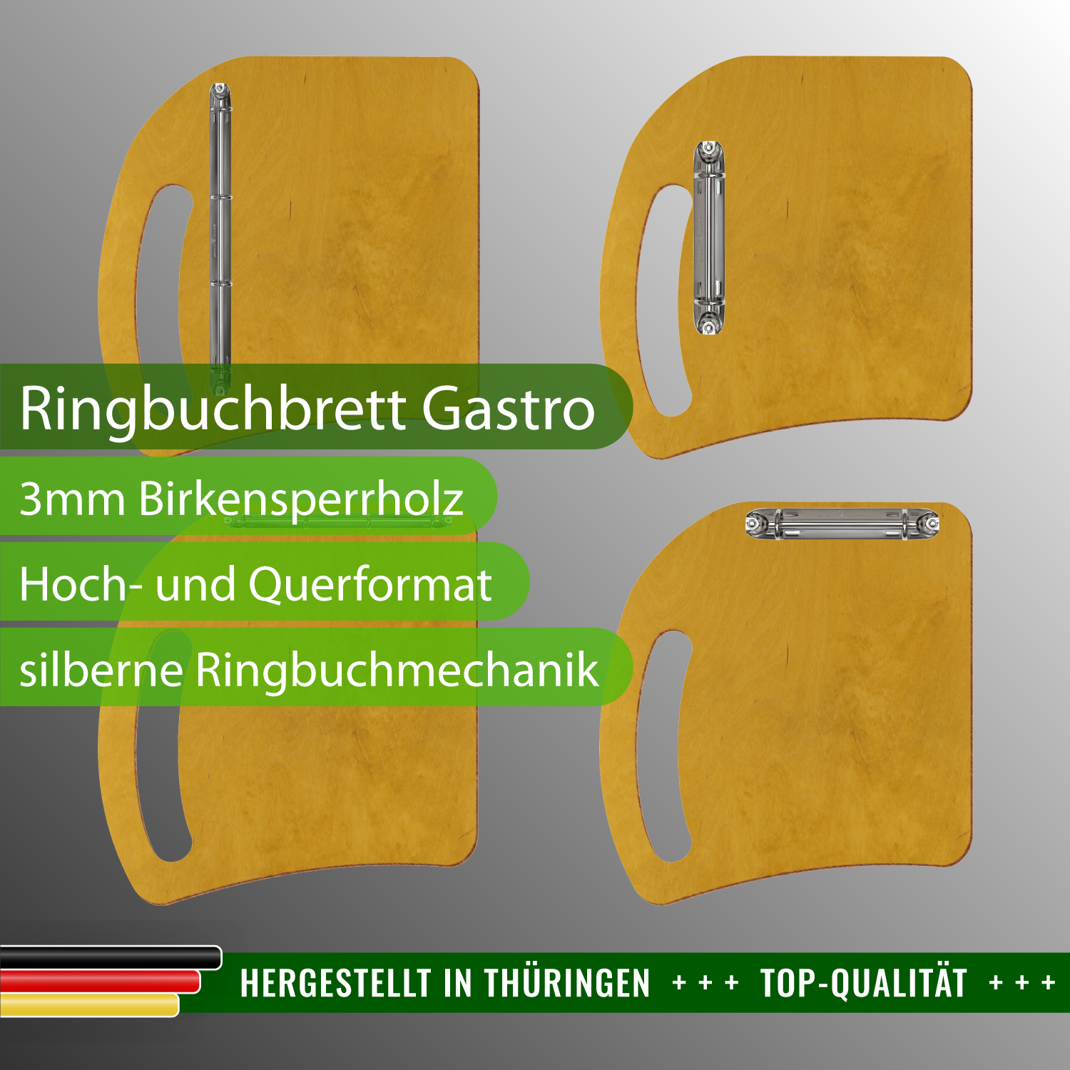 Ringbuchbrett Gastro Eiche hell mit Produktinfos