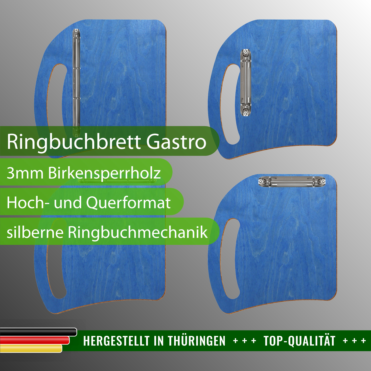 Ringbuchbrett Gastro Kornblumenblau