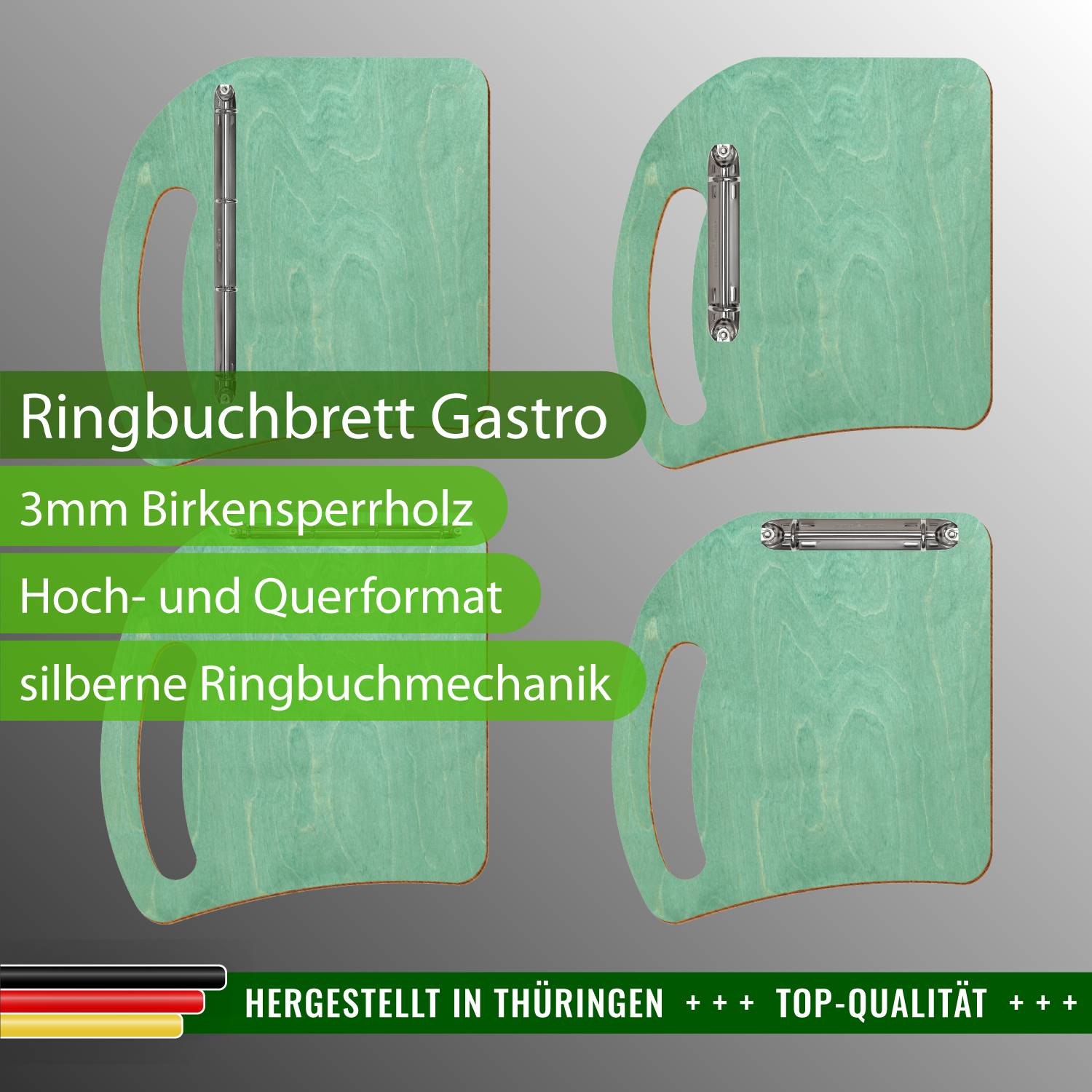 Ringbuchbrett Gastro Minzgrün