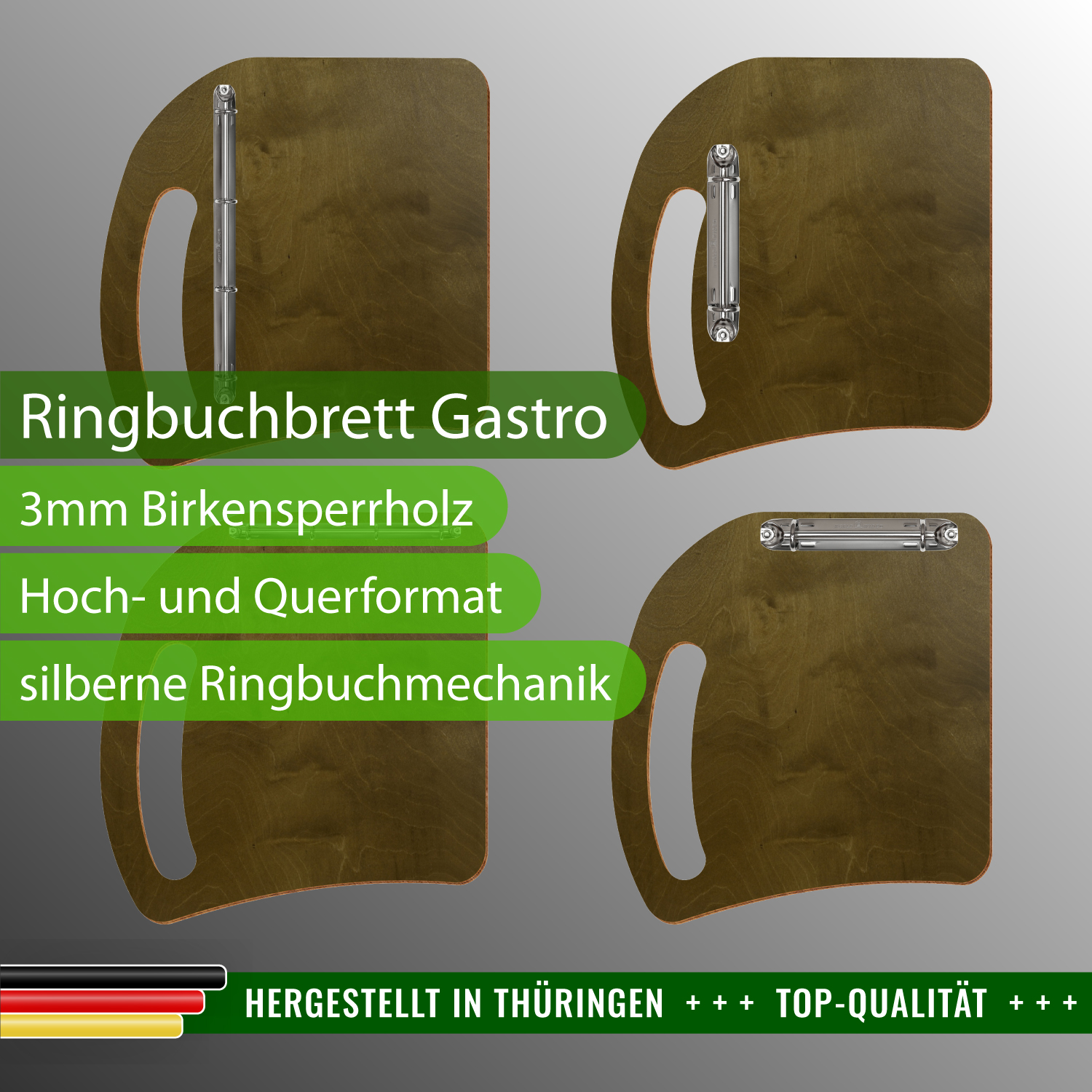 Ringbuchbrett Gastro Nussbaum hell