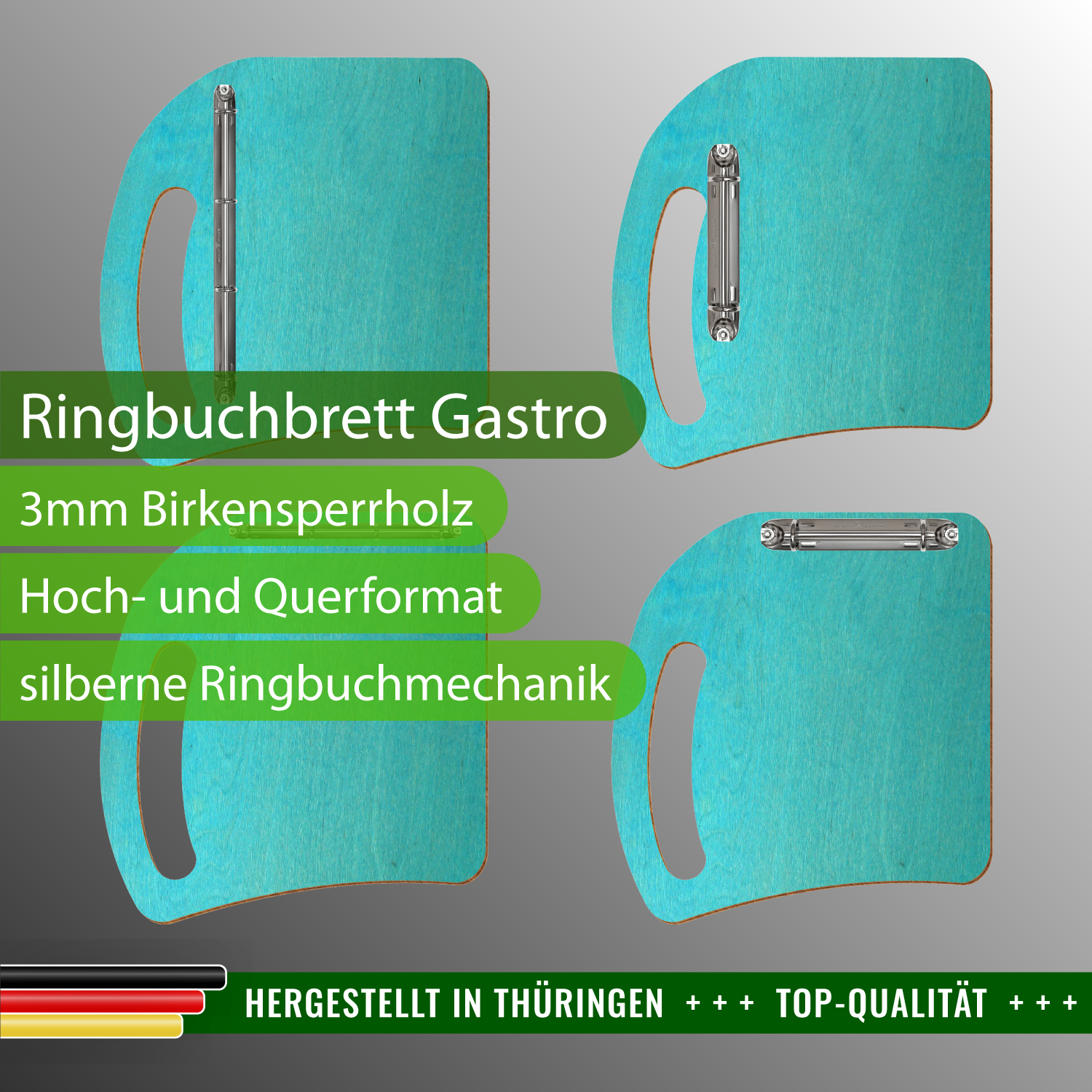 Ringbuchbrett Gastro Türkis