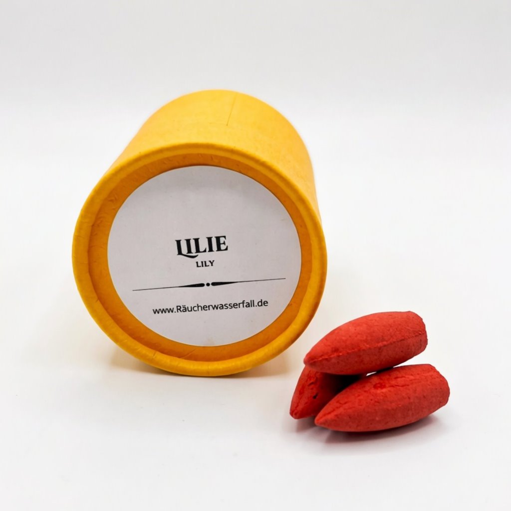 Packung mit Rückflüss-Räucherkegeln Duft "Lilie" von oben