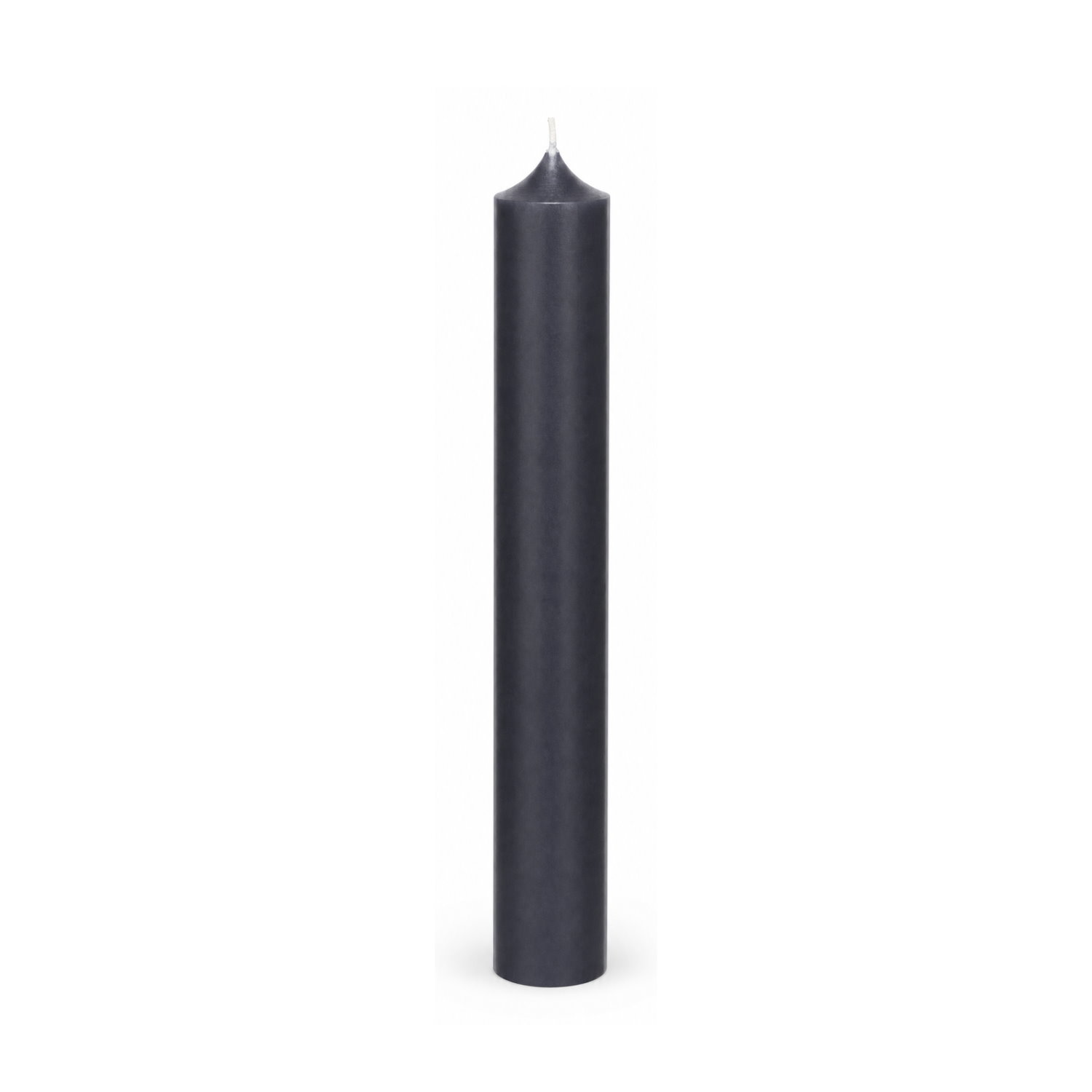 Anthrazitfarbene Stabkerze 180 x 22 mm, einzeln auf weißem Hintergrund.