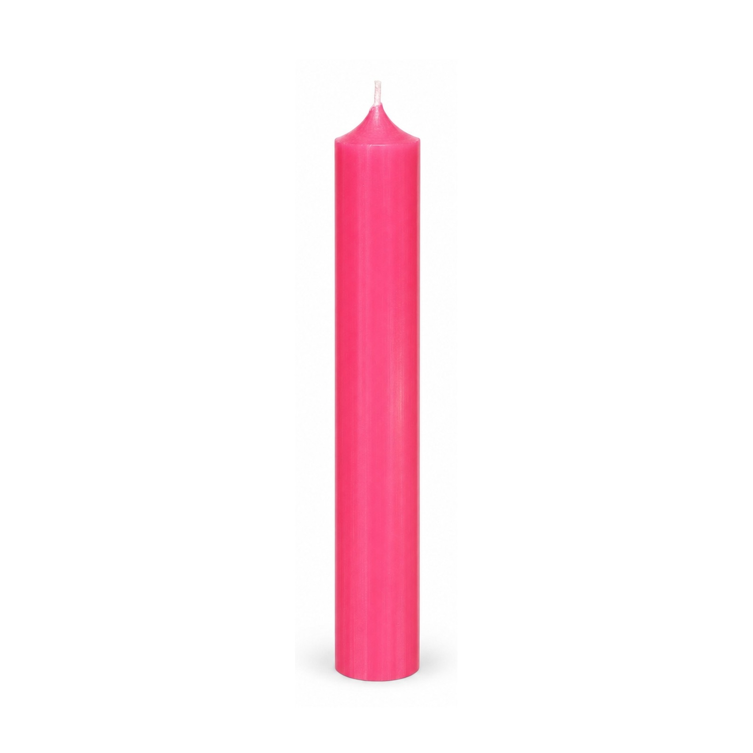 Pinkfarbene Stabkerze 250 x 22 mm, einzeln auf weißem Hintergrund.