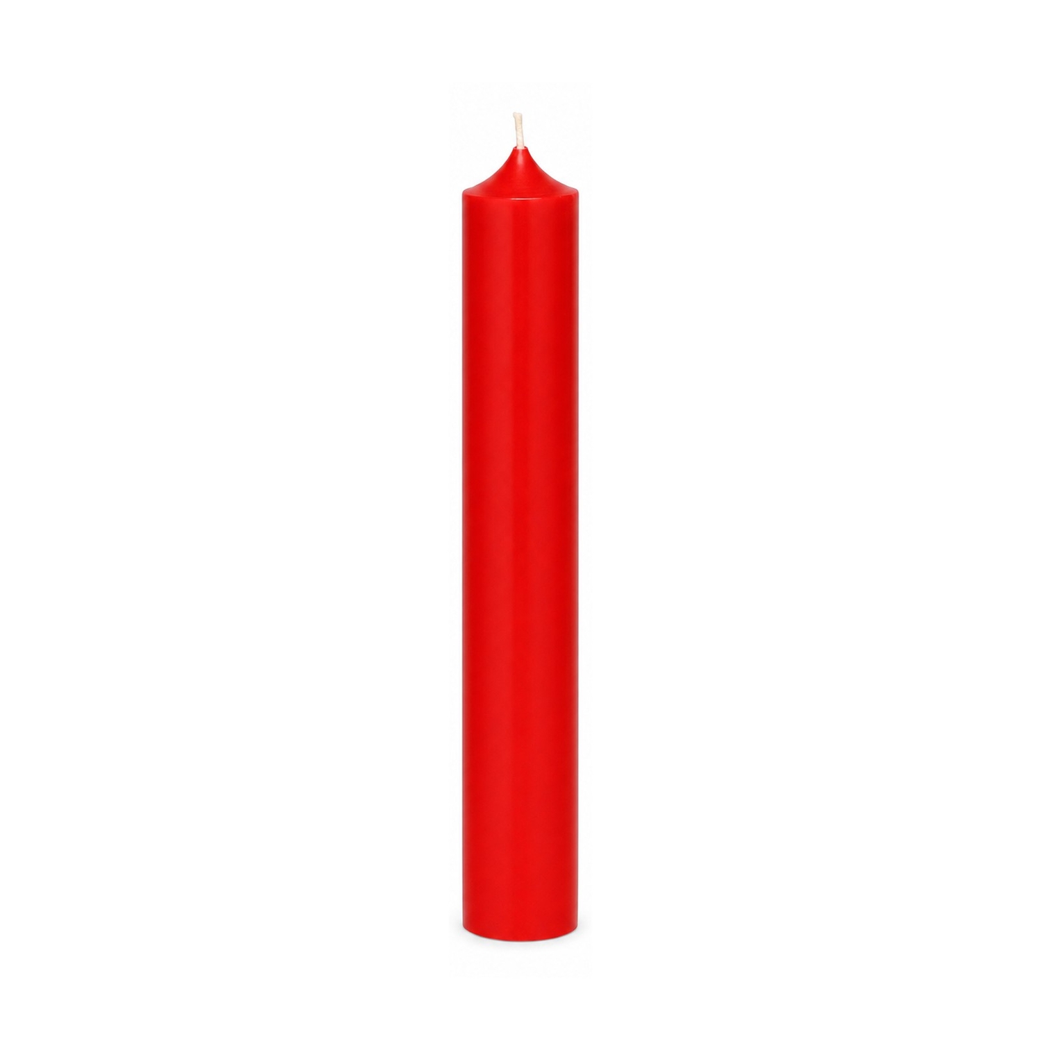 Rote Stabkerze 250 x 22 mm, einzeln auf weißem Hintergrund.