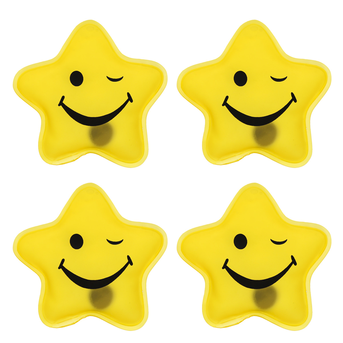 Taschenwärmer Sets - gelber Stern Smiley - 4 Stück