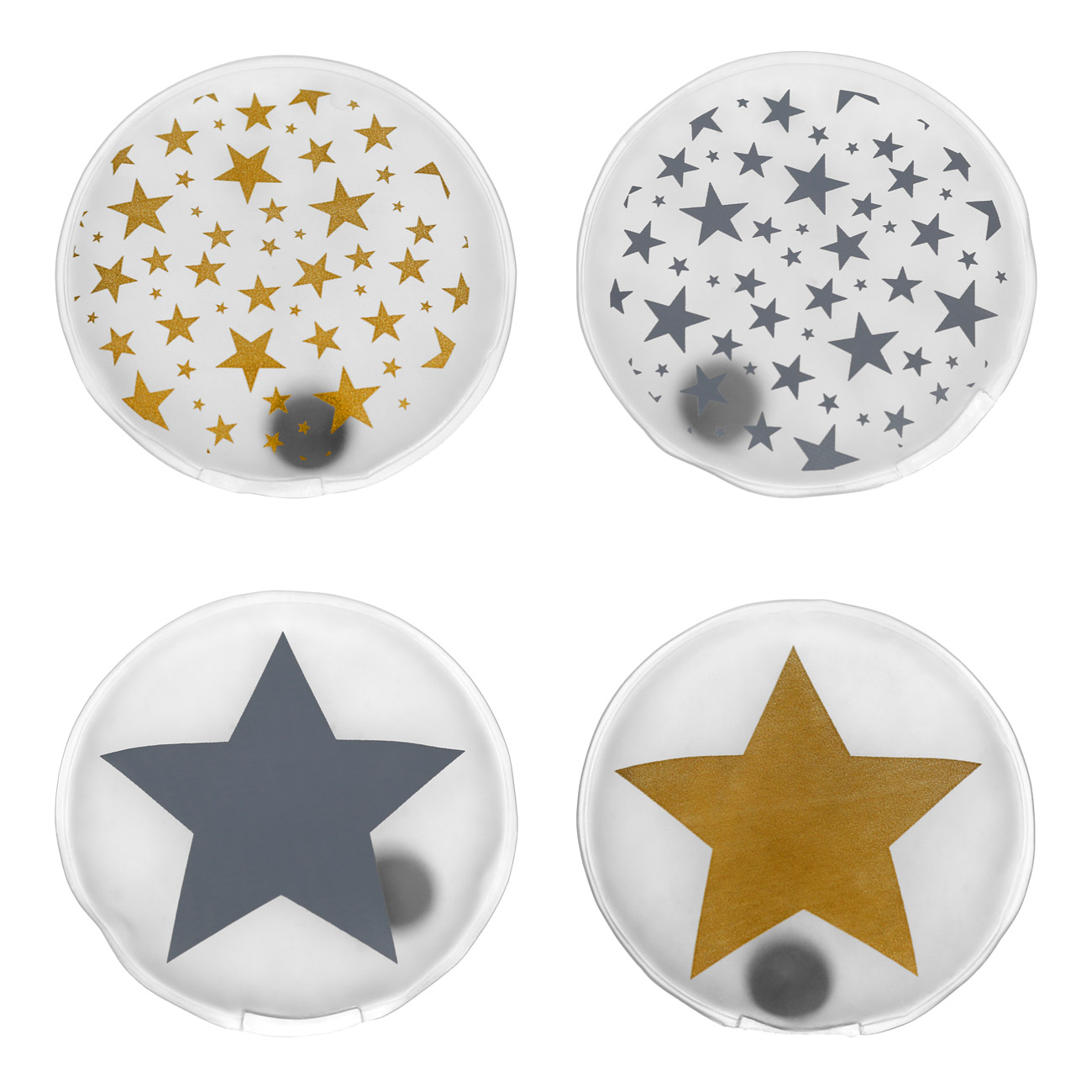 Taschenwärmer 4er Set KombiPack - Sterne in gold und silber