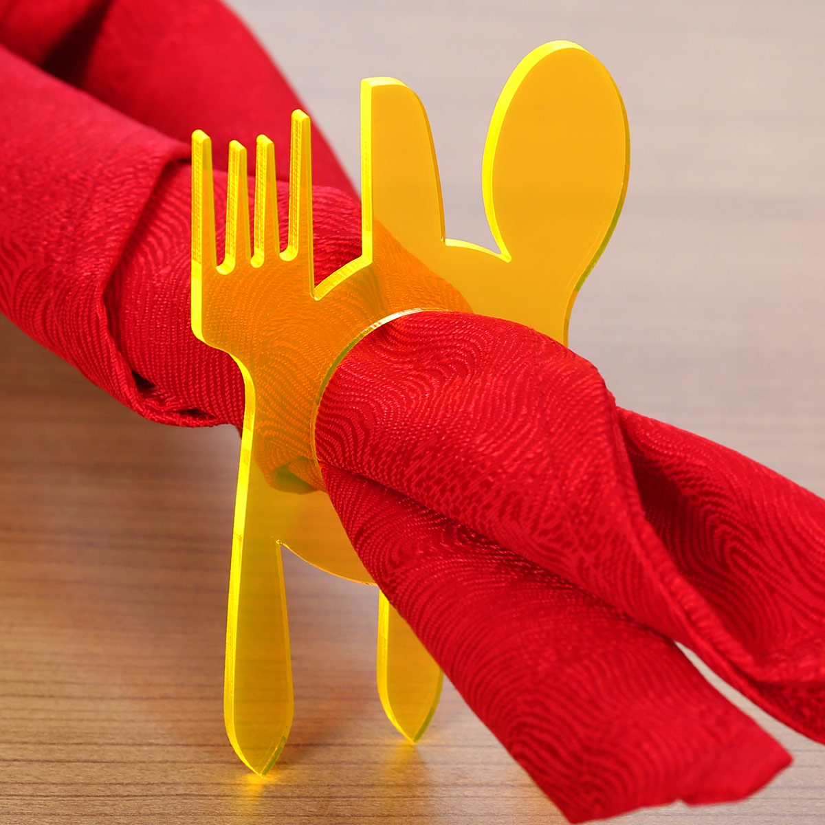 PLEXIGLAS® Serviettenringe neonfarben 6er Set – Besteck - 6er Set, neonorange transparent