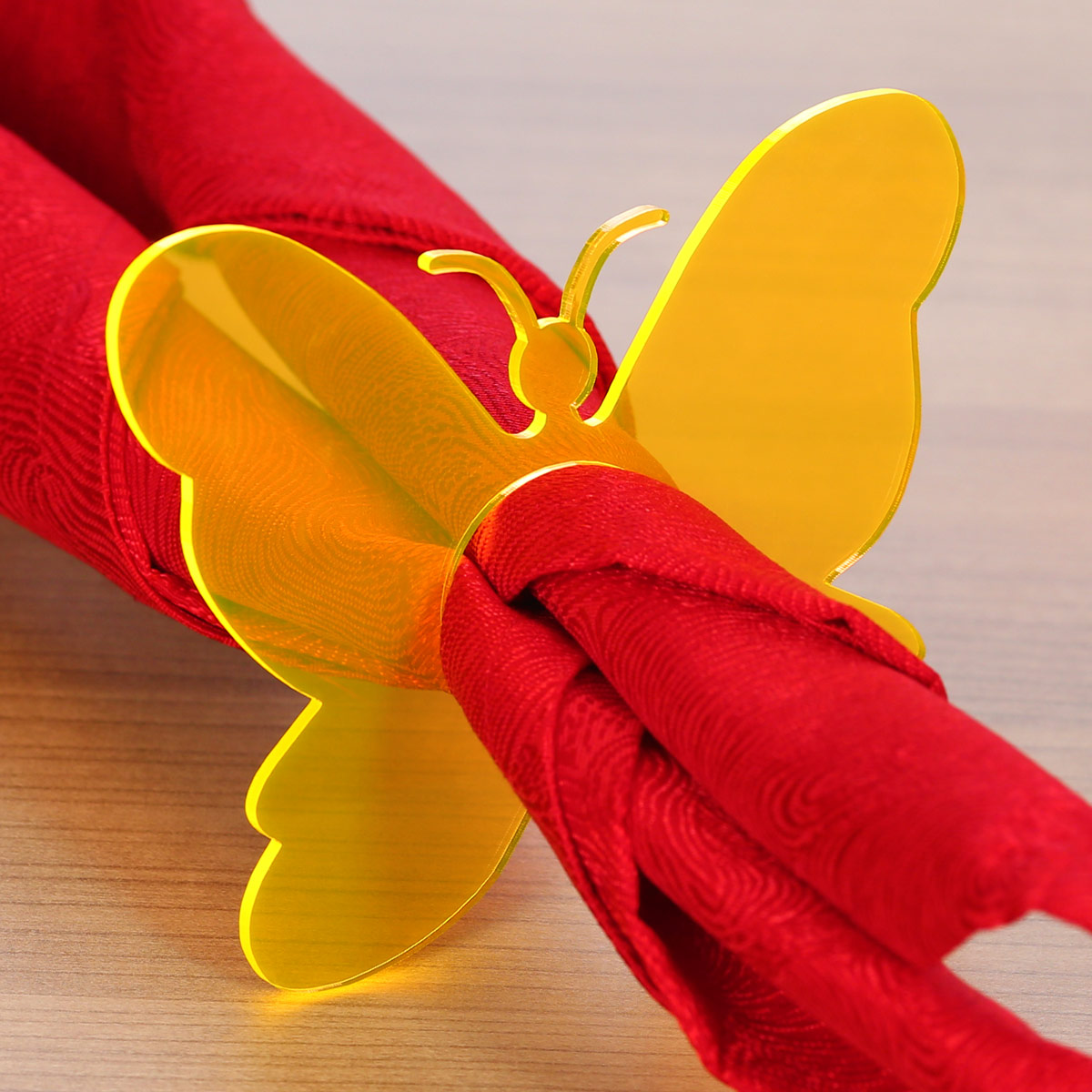PLEXIGLAS® Serviettenringe neonfarben 6er Set – Schmetterling - 6er Set, neonorange transparent