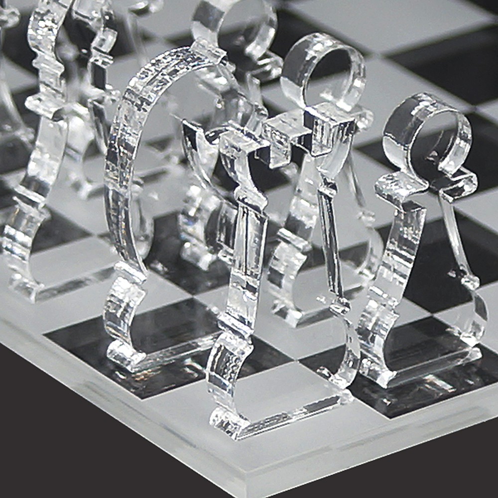 Mini Schachspielset 33 teilig aus transparentem Acryl klar