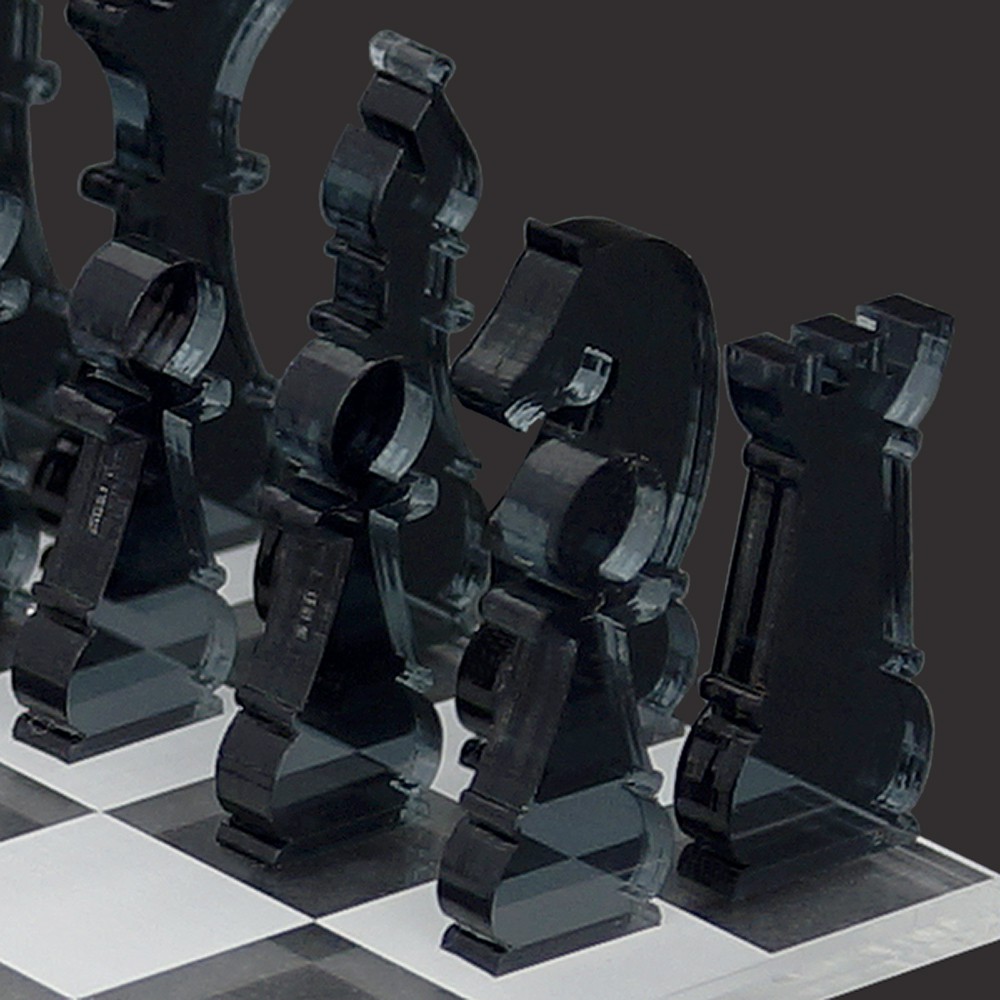  Mini Schachspielset 33 teilig aus transparentem Acryl grau