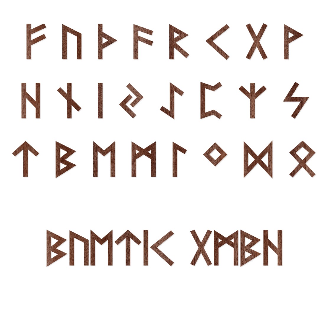 Furnier Runen Ältere Futhark dunkel