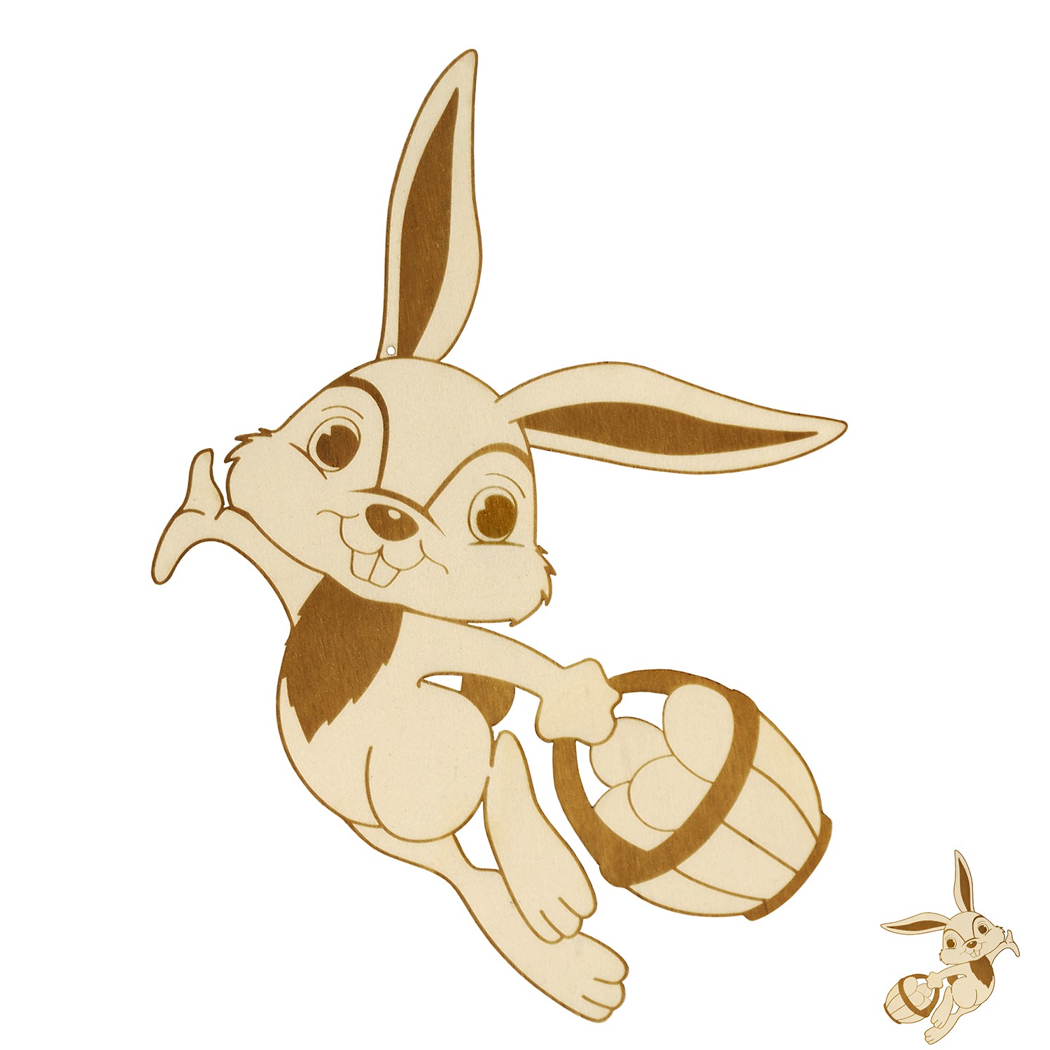 Fenstebild - tanzender Hase graviert