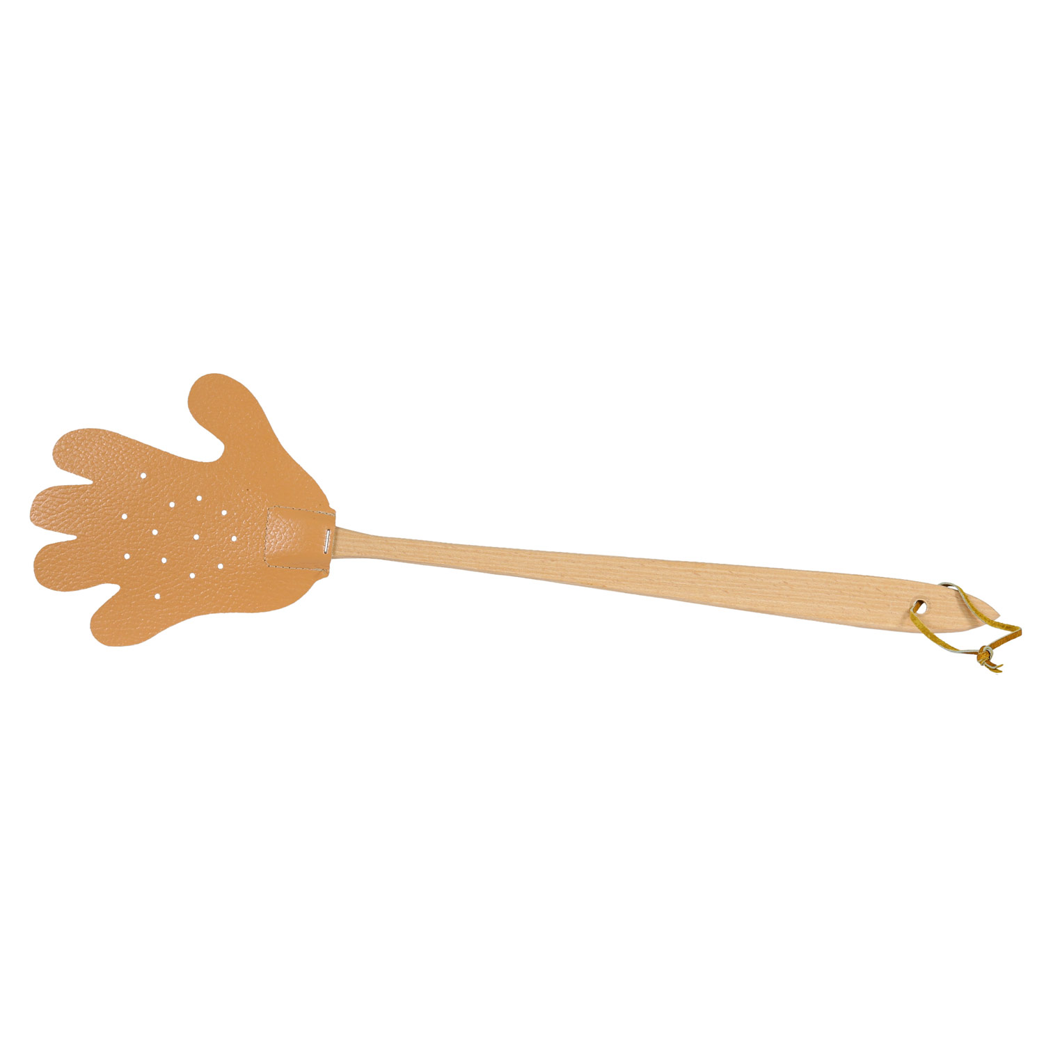Bütic Leder-Fliegenklatsche mit Holzstiel - Klatsche Hand