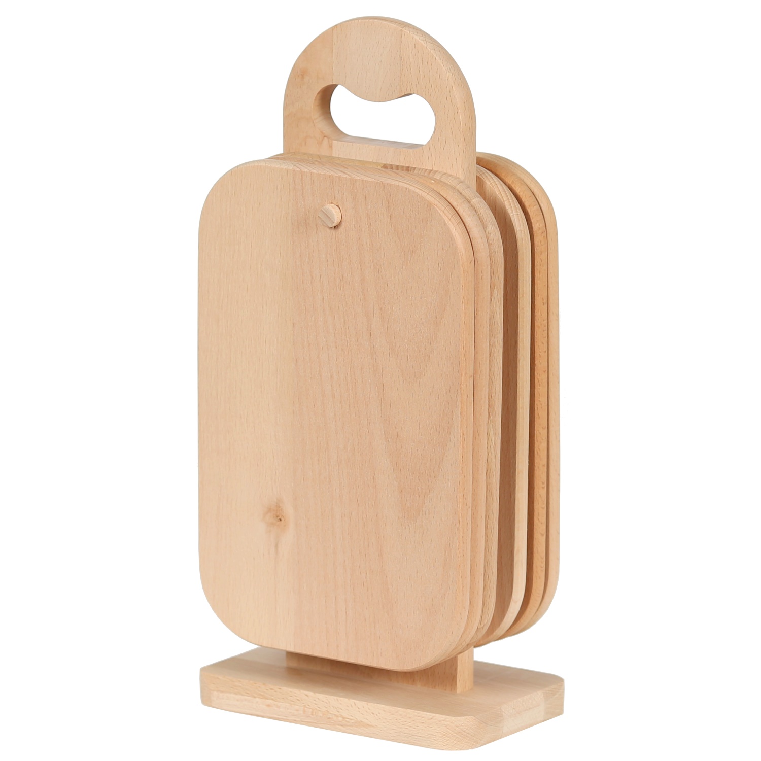 Gummibaumholz Frückstücksbrettchen 7-teilig mit Ständer