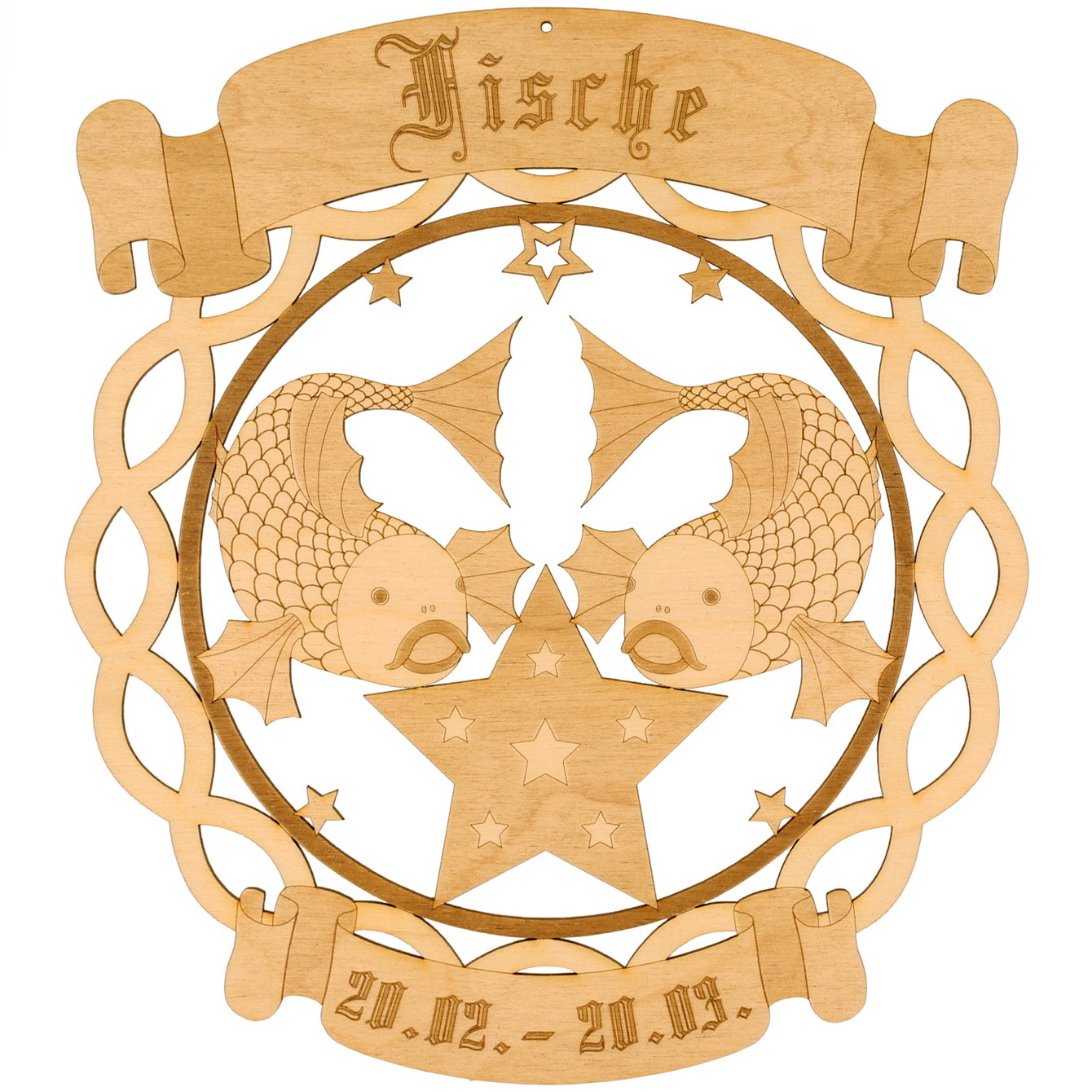Sternzeichen Kranzform Fensterbilder - Deko aus Holz - Fische