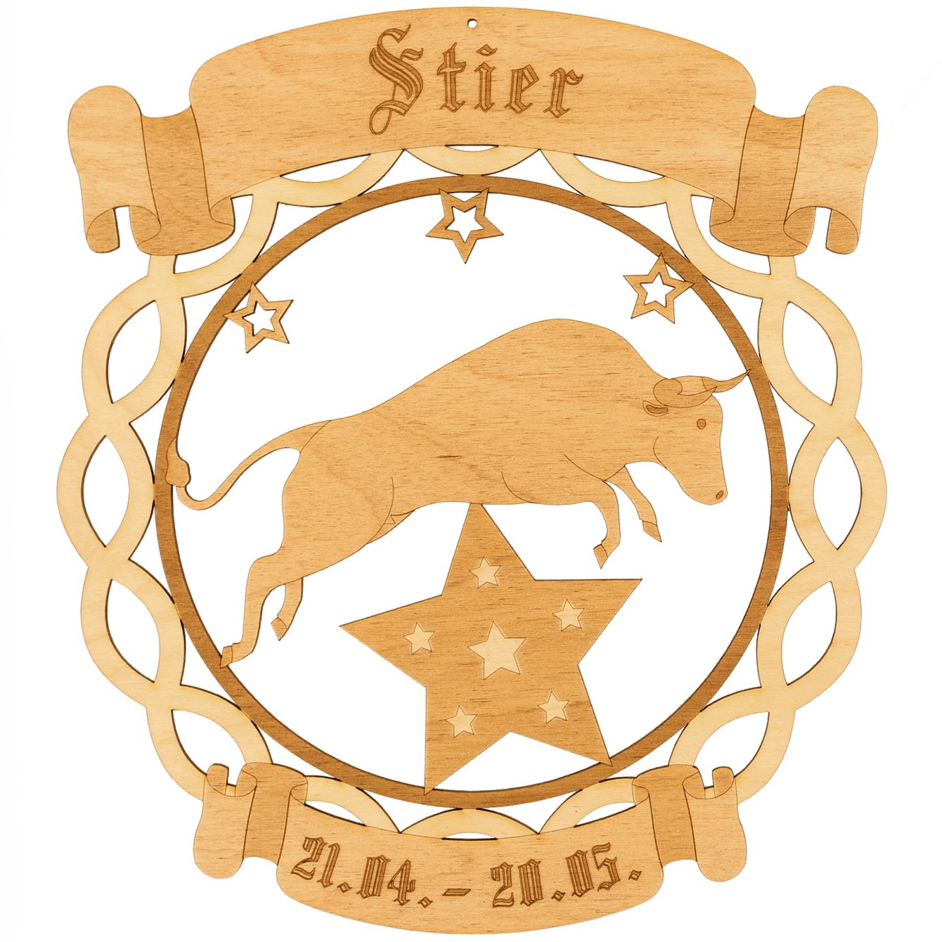 Sternzeichen Kranzform Fensterbilder - Deko aus Holz - Stier