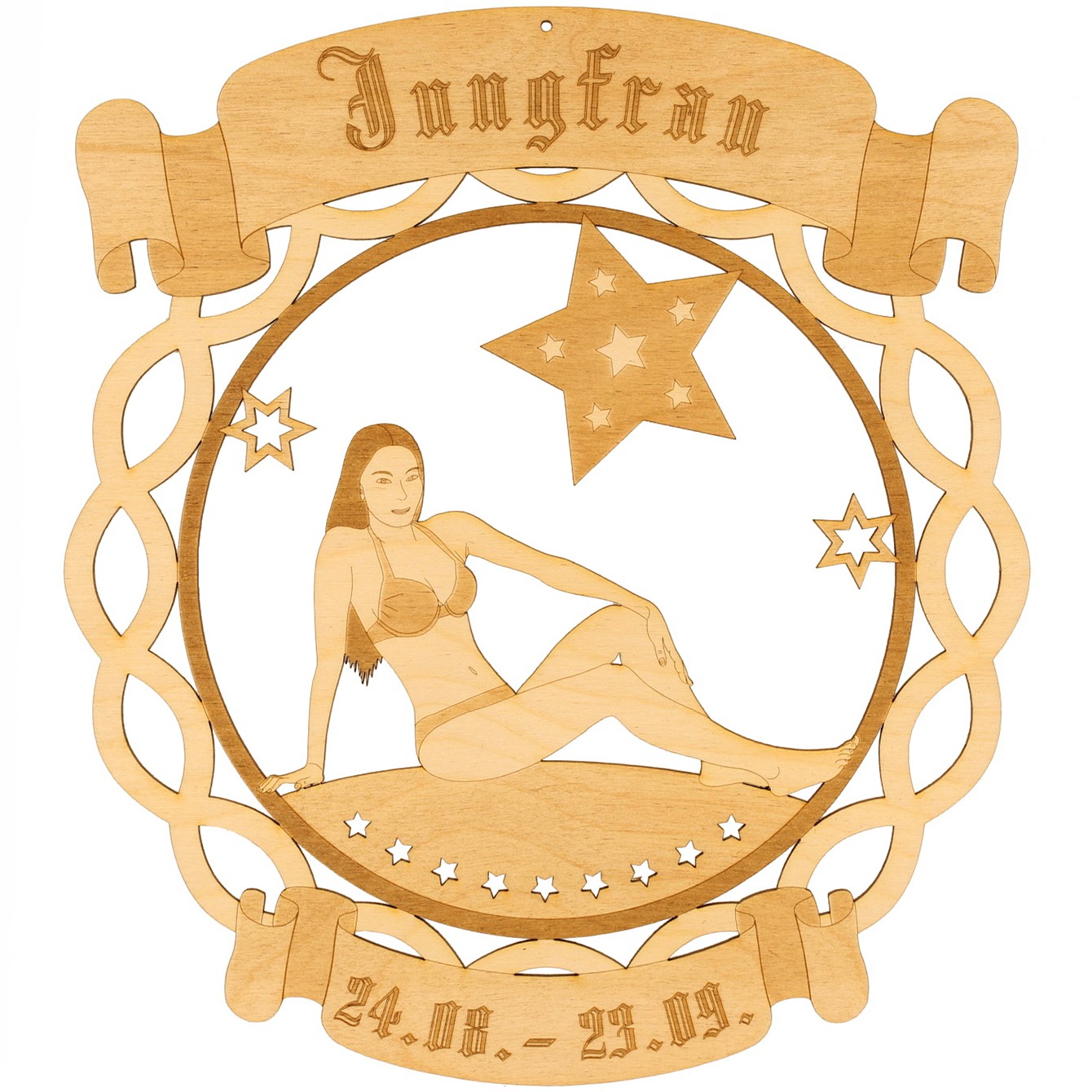 Sternzeichen Kranzform Fensterbilder - Deko aus Holz - Jungfrau