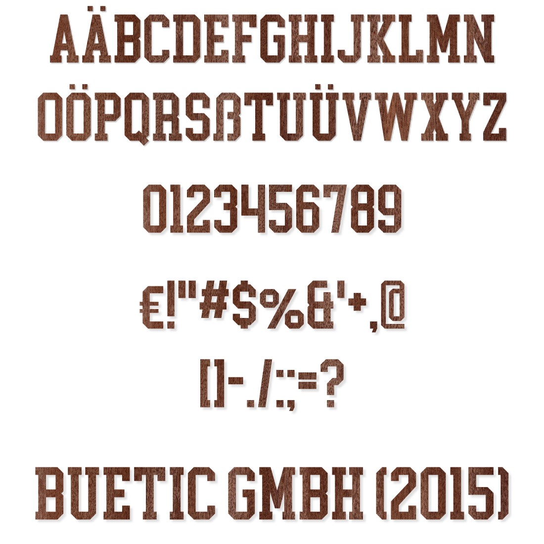 Furnier Buchstaben College Block dunkel