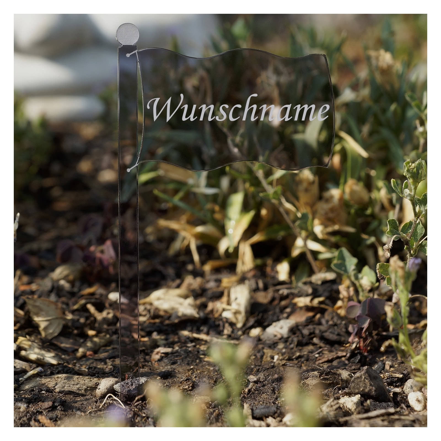 PLEXIGLAS® Pflanzschilder Fahne grau transparent